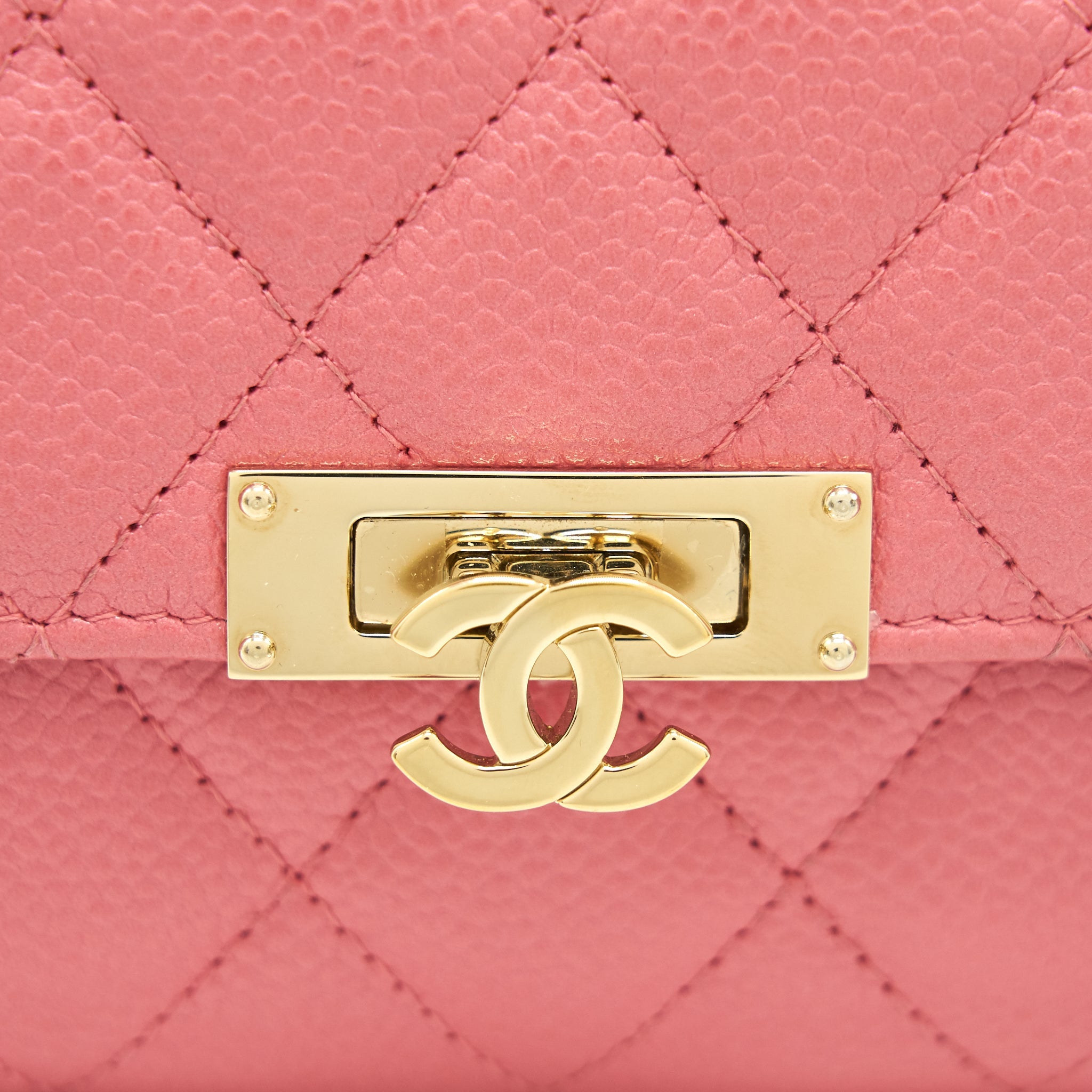 CHANEL CAVIAR MEDIUM FLAP WALLET ROSE PINK WITH GOLD CC LOGO