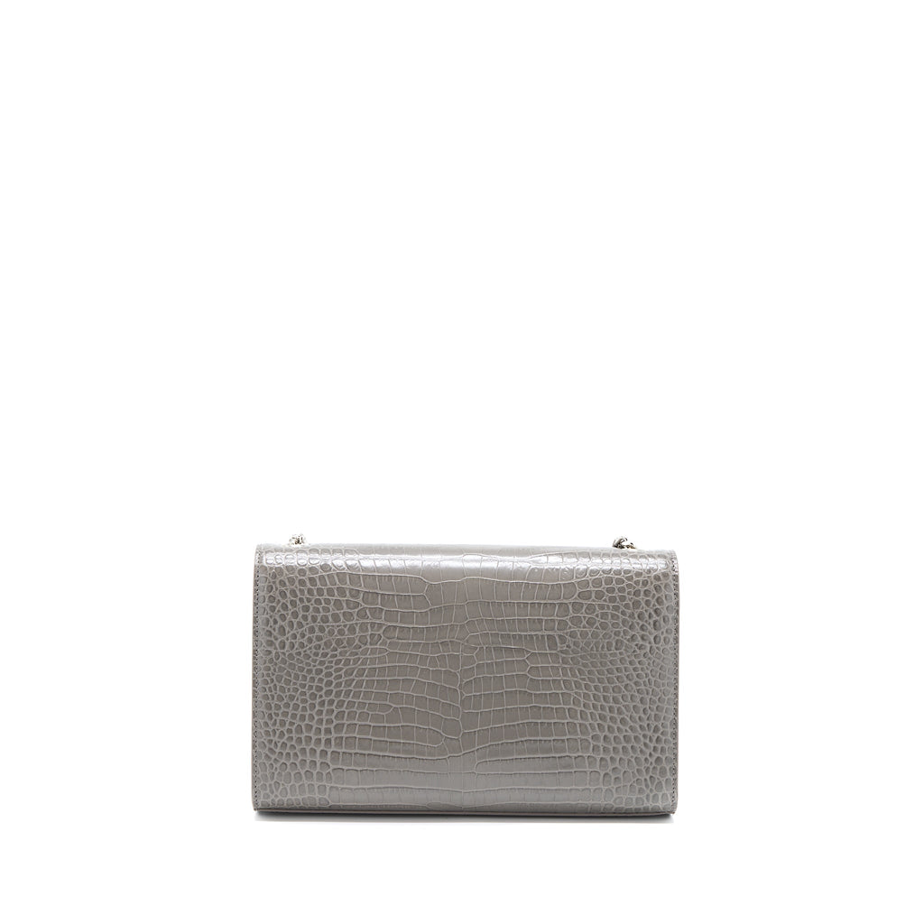 SAINT LAURENT KATE BAG CROC EMBOSSED-CALFSKIN GREY SHW