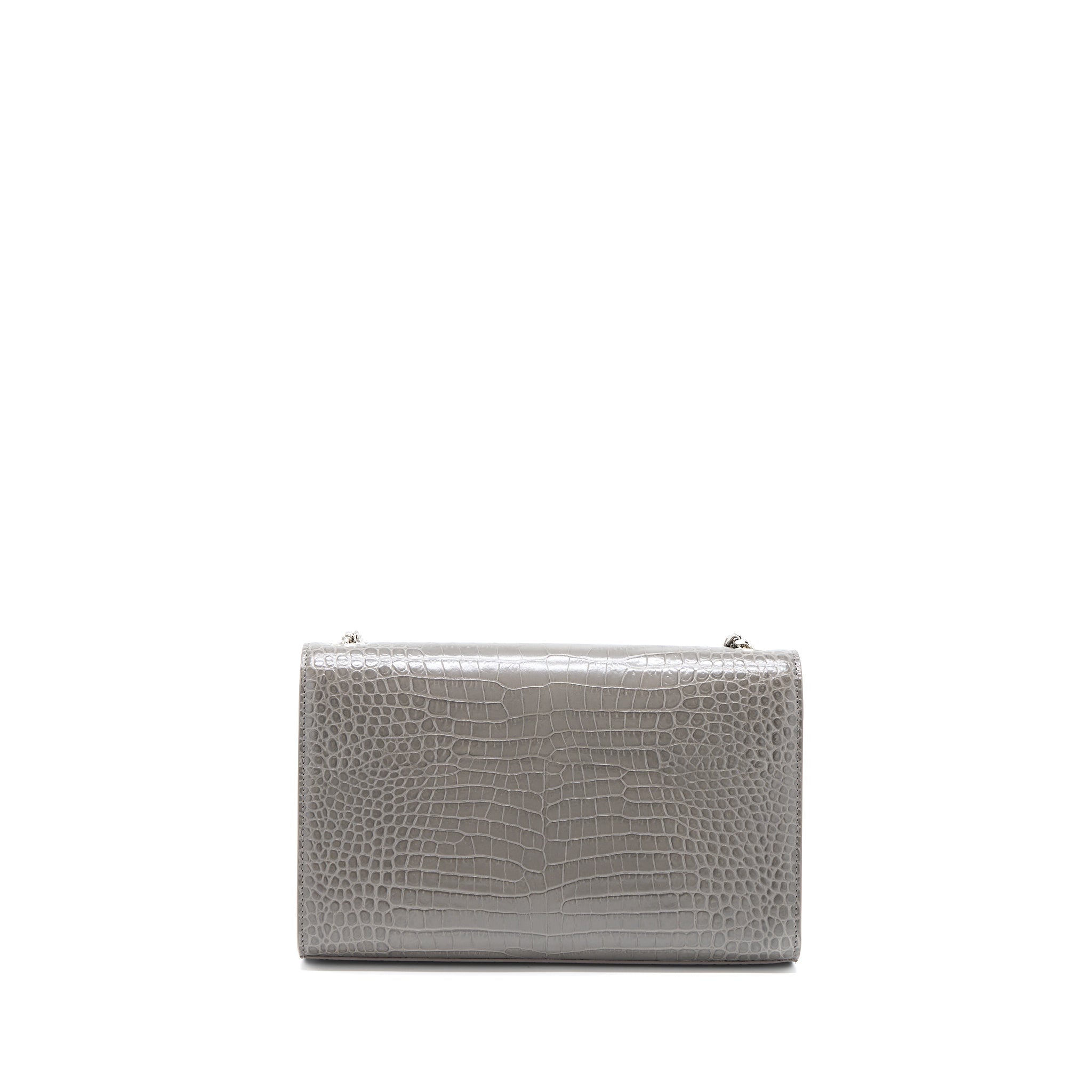 SAINT LAURENT KATE BAG CROC EMBOSSED-CALFSKIN GREY SHW