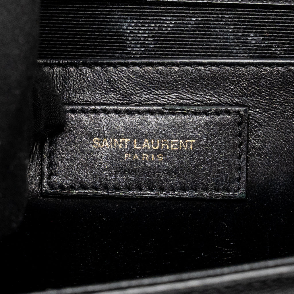 SAINT LAURENT/YSL LARGE KATE CHAIN BAG GRAINED CALFSKIN BLACK GHW