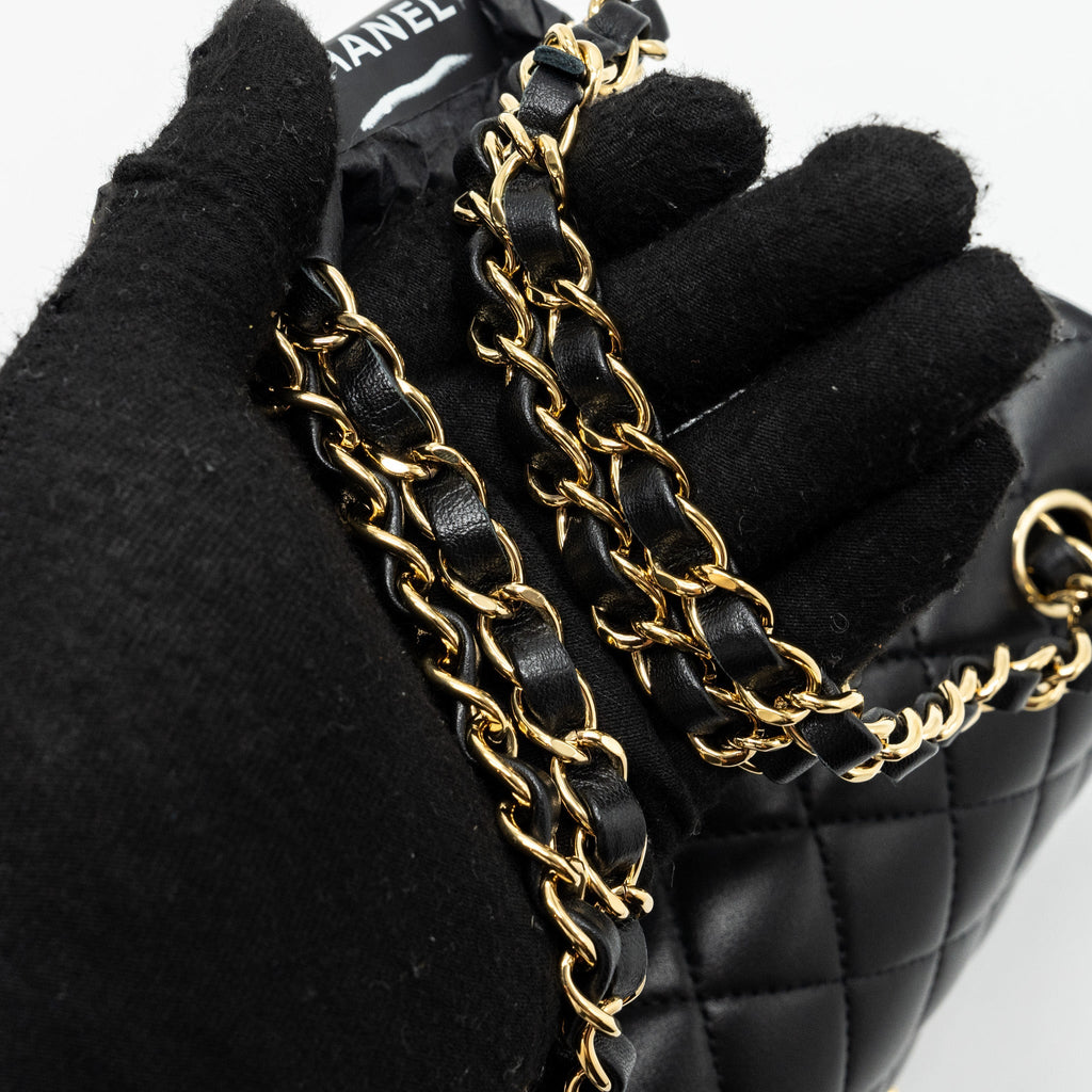 CHANEL SMALL CLASSIC DOUBLE FLAP LAMBSKIN BLACK GHW (MICROCHIP)