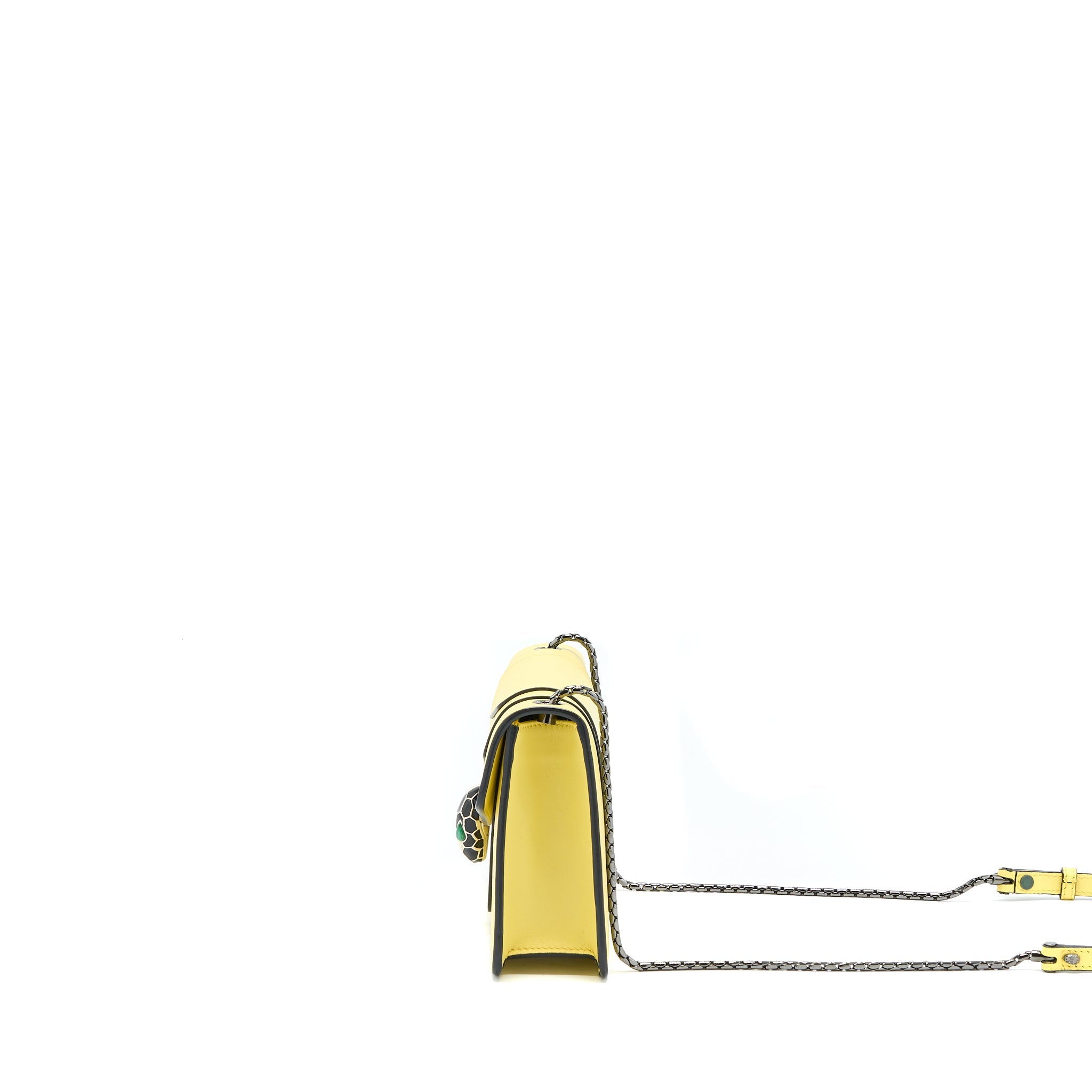 BVLGARI SERPENTI FOREVER CROSSBODY BAG CALFSKIN YELLOW WITH BLACK HARDWARE
