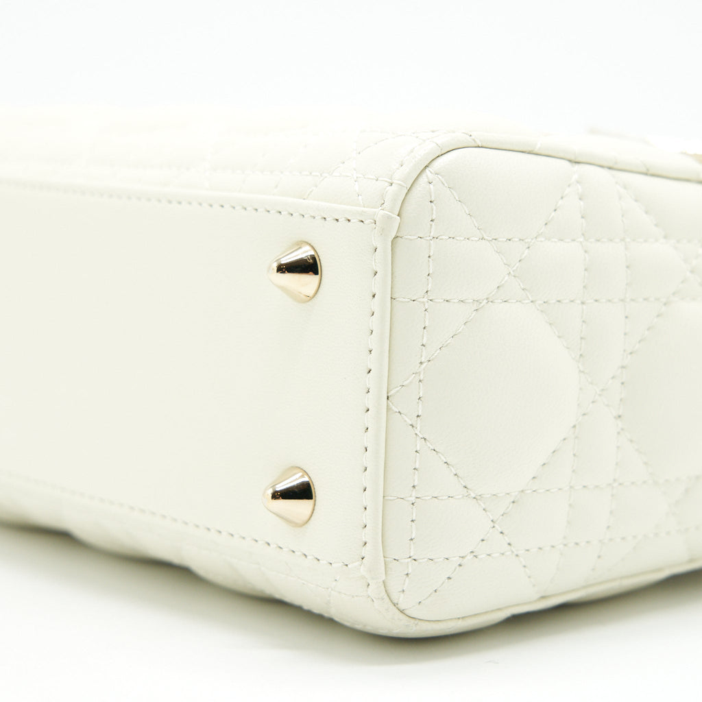 CHRISTIAN DIOR SMALL LADY DIOR CREAM WITH LGHW