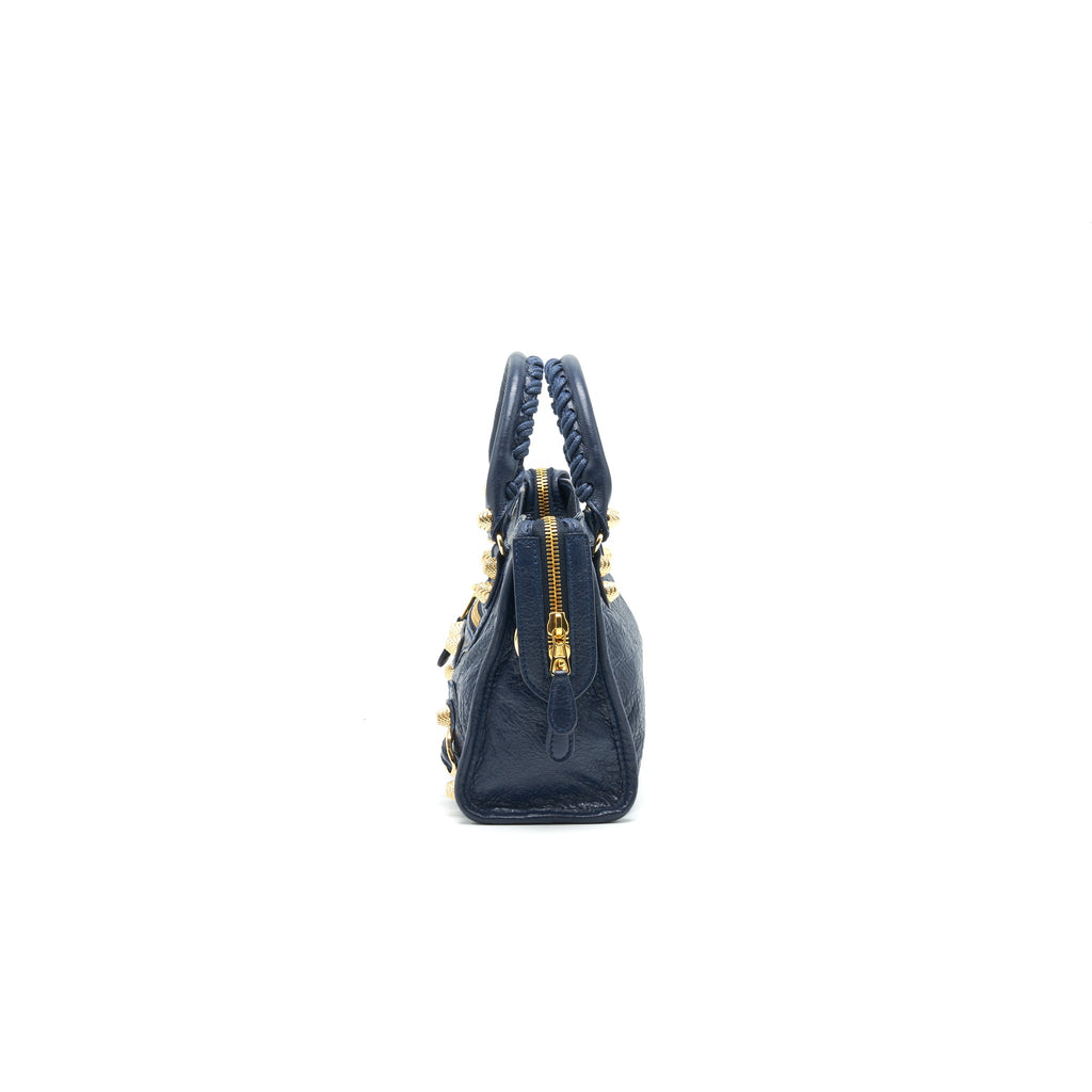 BALENCIAGA MINI GIANT CITY CROSSBODY BAG NAVY GHW