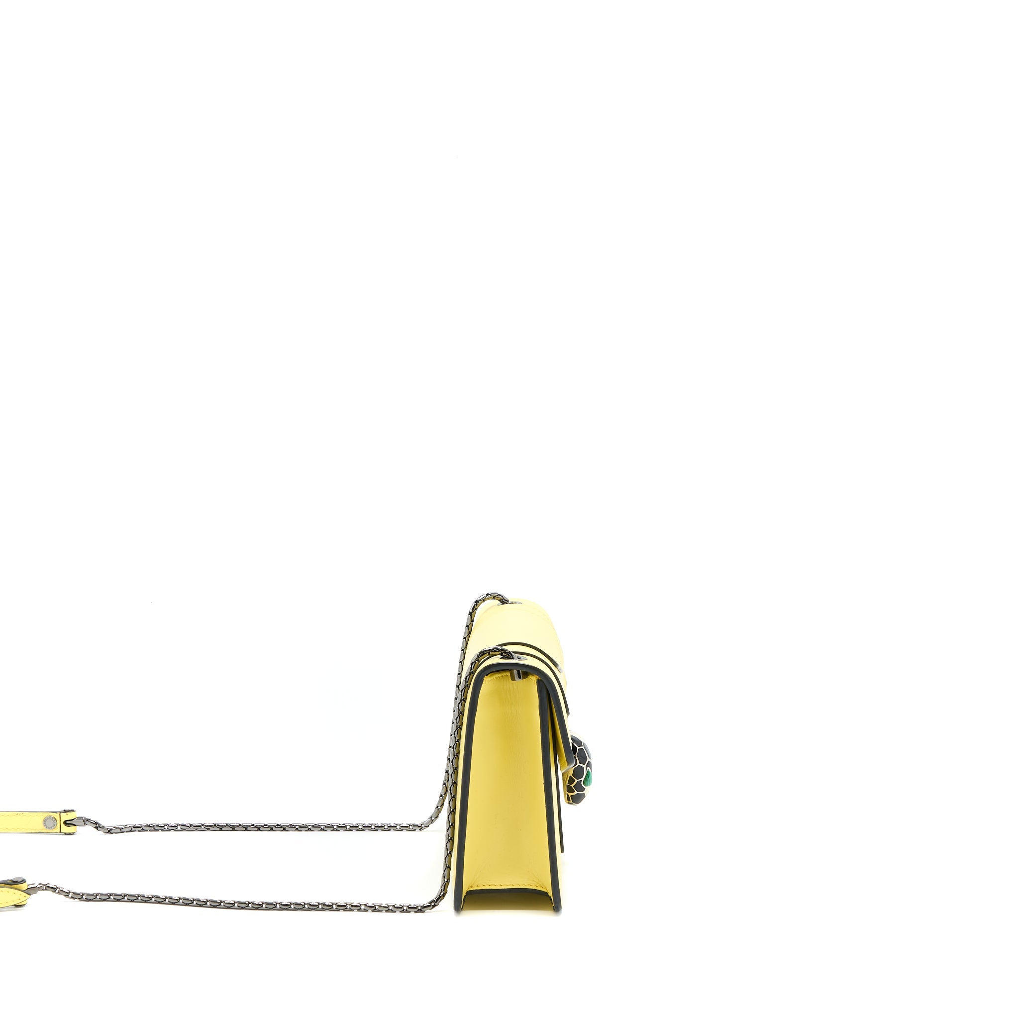 BVLGARI SERPENTI FOREVER CROSSBODY BAG CALFSKIN YELLOW WITH BLACK HARDWARE