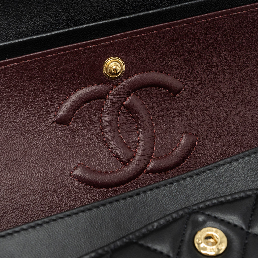 CHANEL SMALL CLASSIC DOUBLE FLAP LAMBSKIN BLACK GHW (MICROCHIP)
