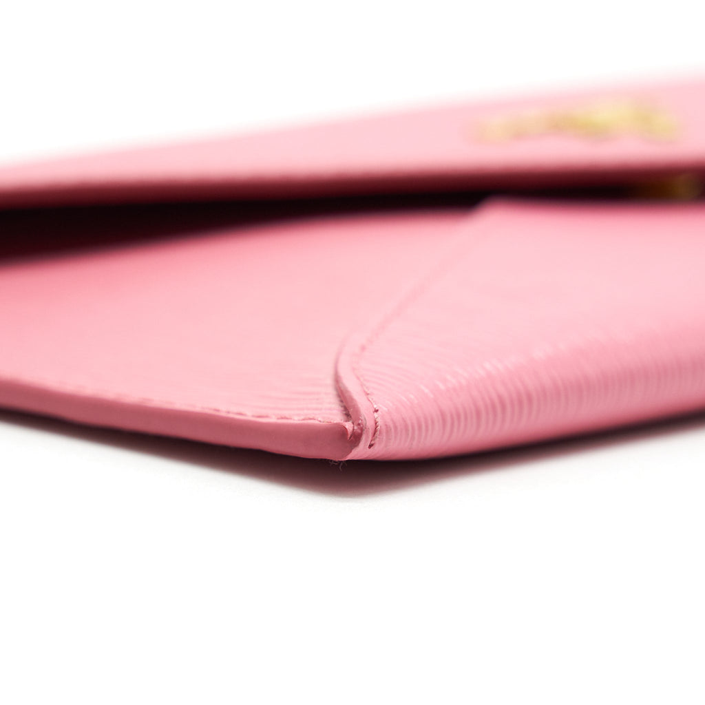 PRADA SAFFIANO ENVELOPE WALLET IN PINK GHW