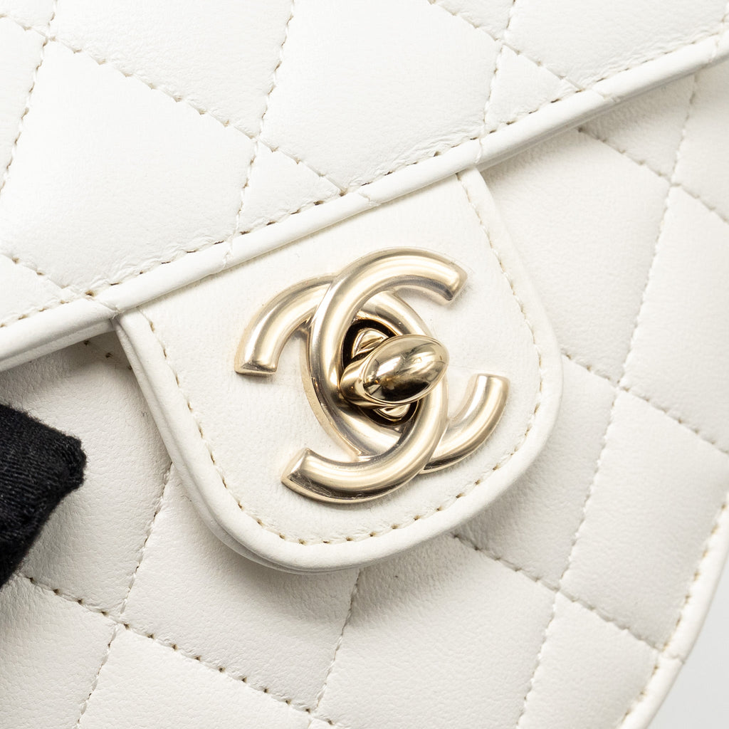 CHANEL SMALL HEART BAG LAMBSKIN WHITE LGHW