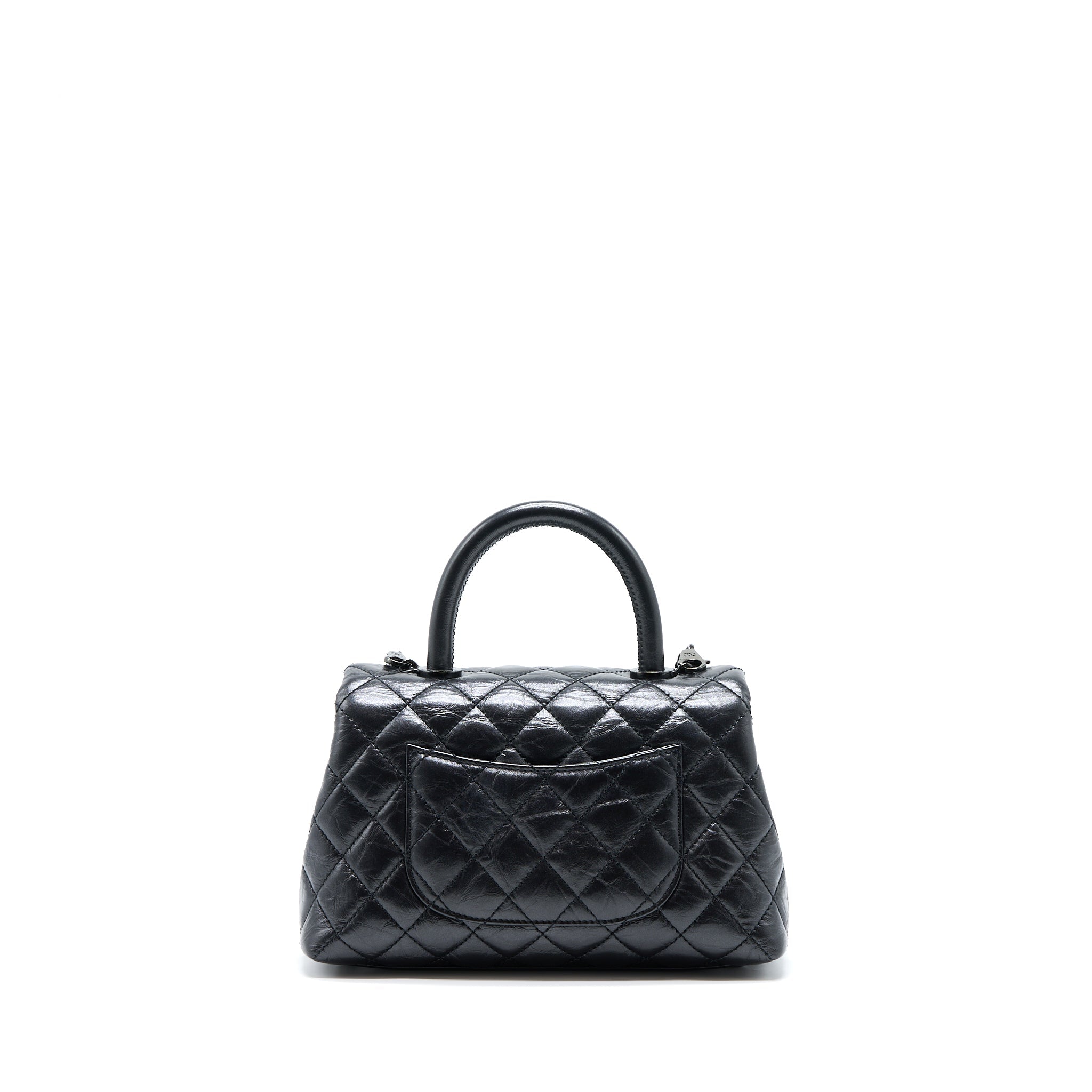 CHANEL SMALL COCO HANDLE AGED CALFSKIN SO BLACK WITH BLACK HARDWARE