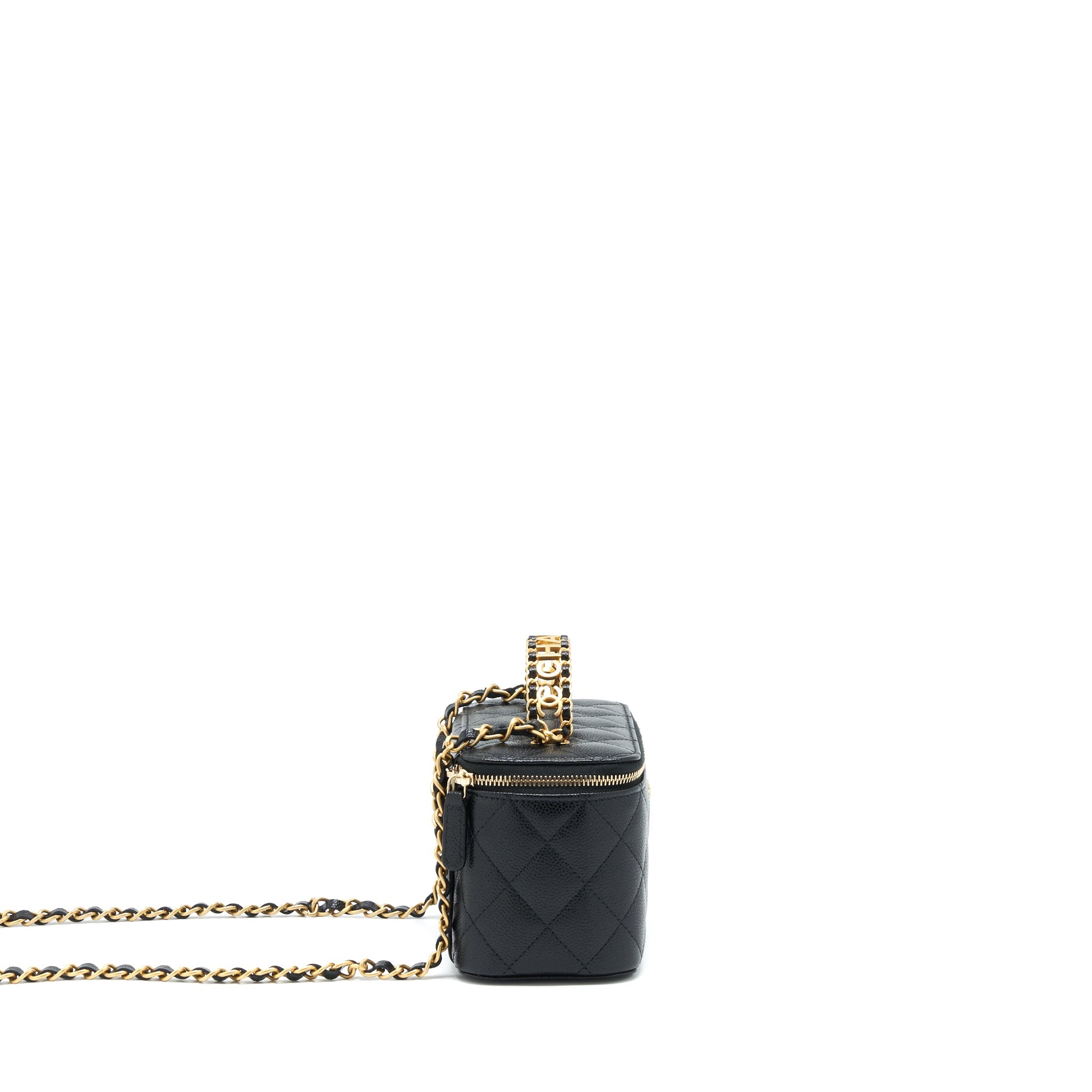 CHANEL 22S LETTER TOP HANDLE LONG VANITY CAVIAR BLACK GHW