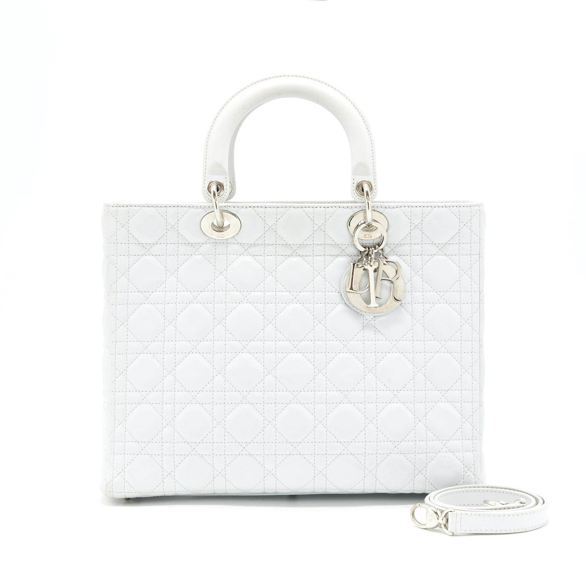 DIOR LADY DIOR BAG LARGE IN WHITE SHW