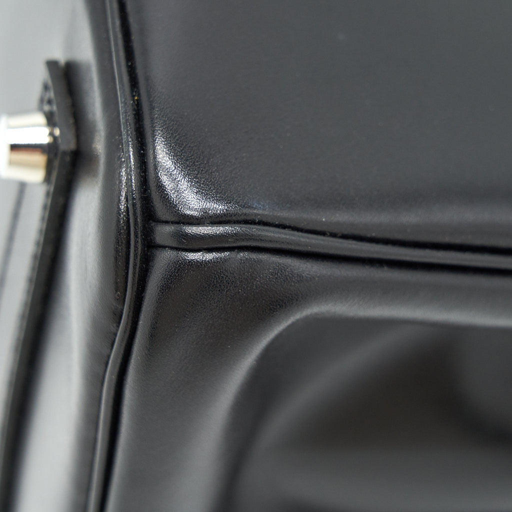 HERMES BIRKIN 35  BOX LEATHER BLACK WITH PALLADIUM GUILLOCHE HARDWARE