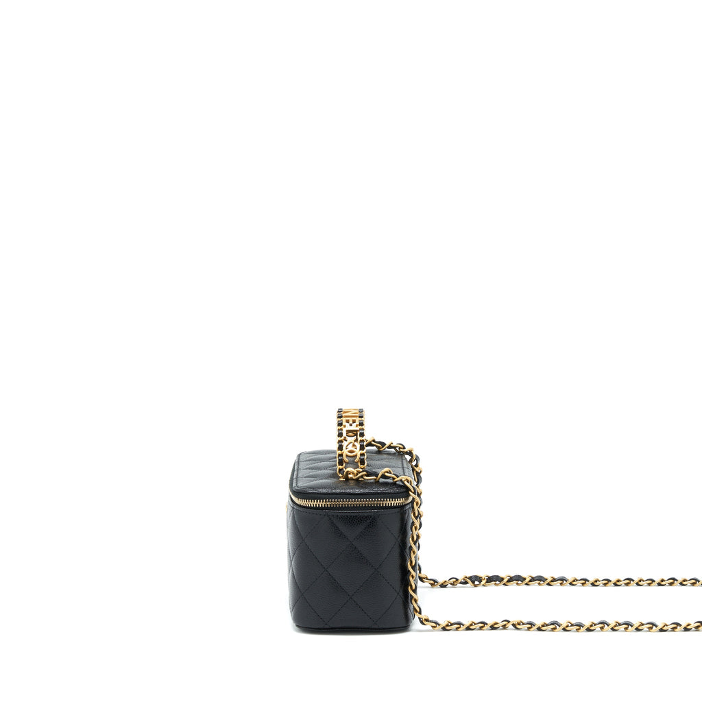 CHANEL 22S LETTER TOP HANDLE LONG VANITY CAVIAR BLACK GHW