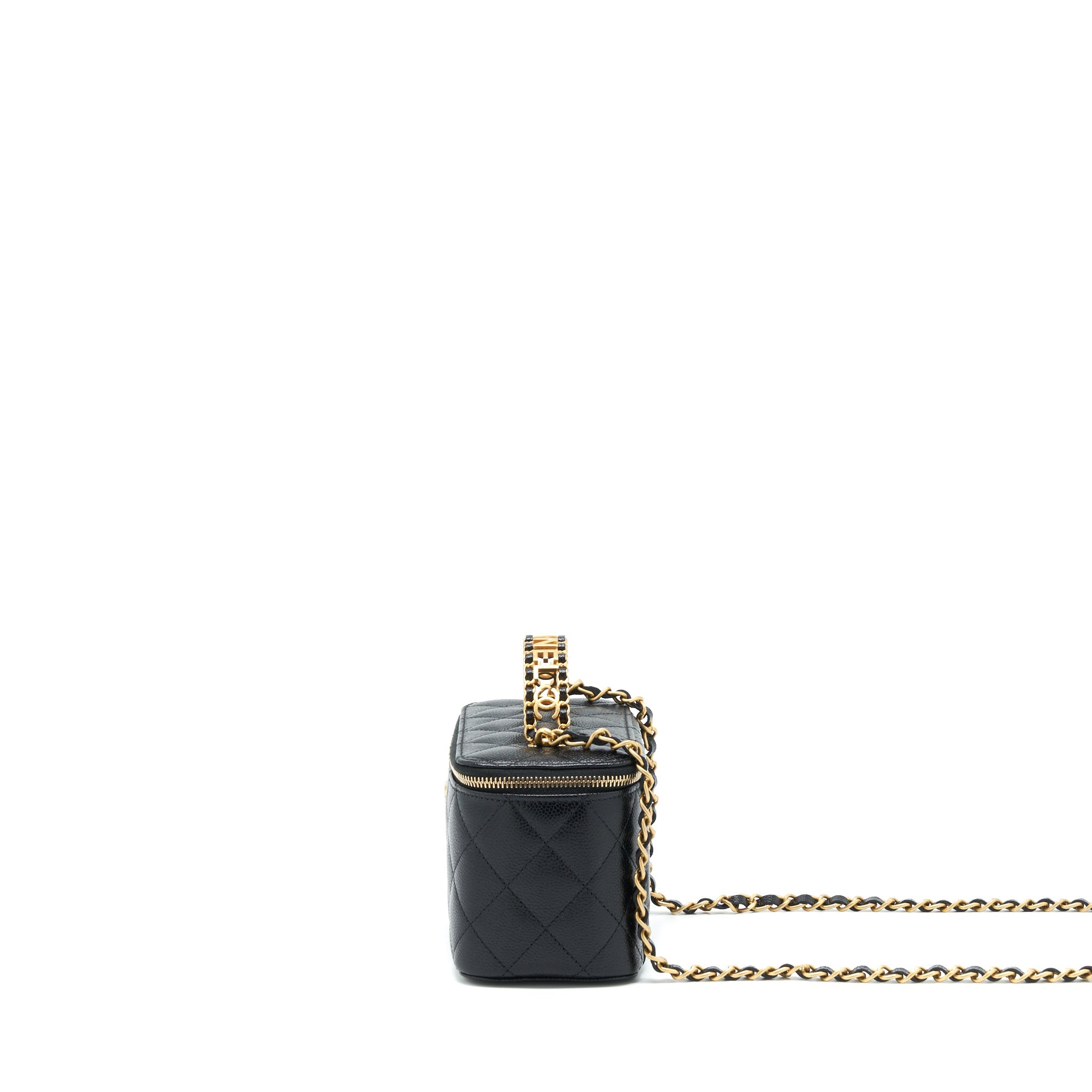 CHANEL 22S LETTER TOP HANDLE LONG VANITY CAVIAR BLACK GHW