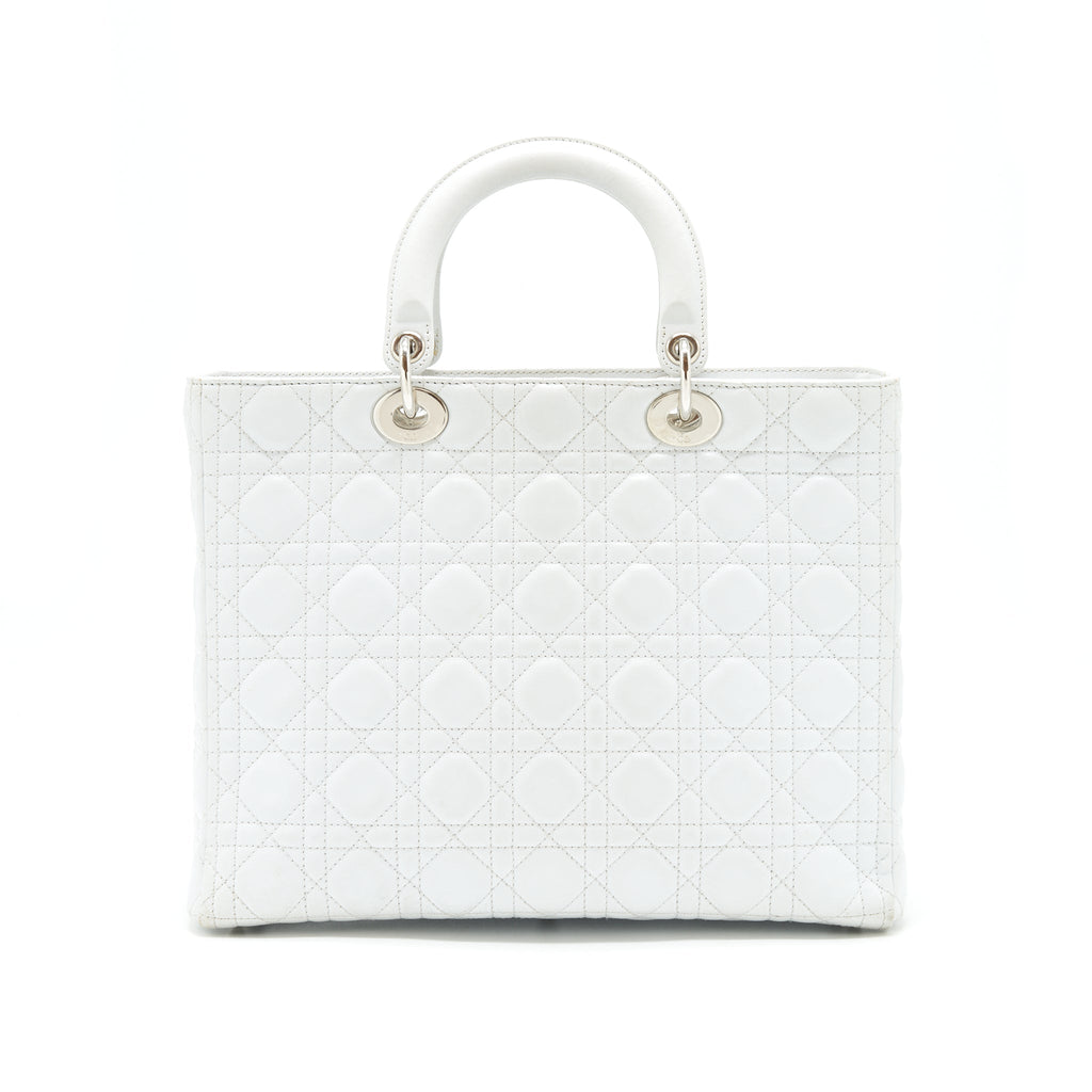 DIOR LADY DIOR BAG LARGE IN WHITE SHW