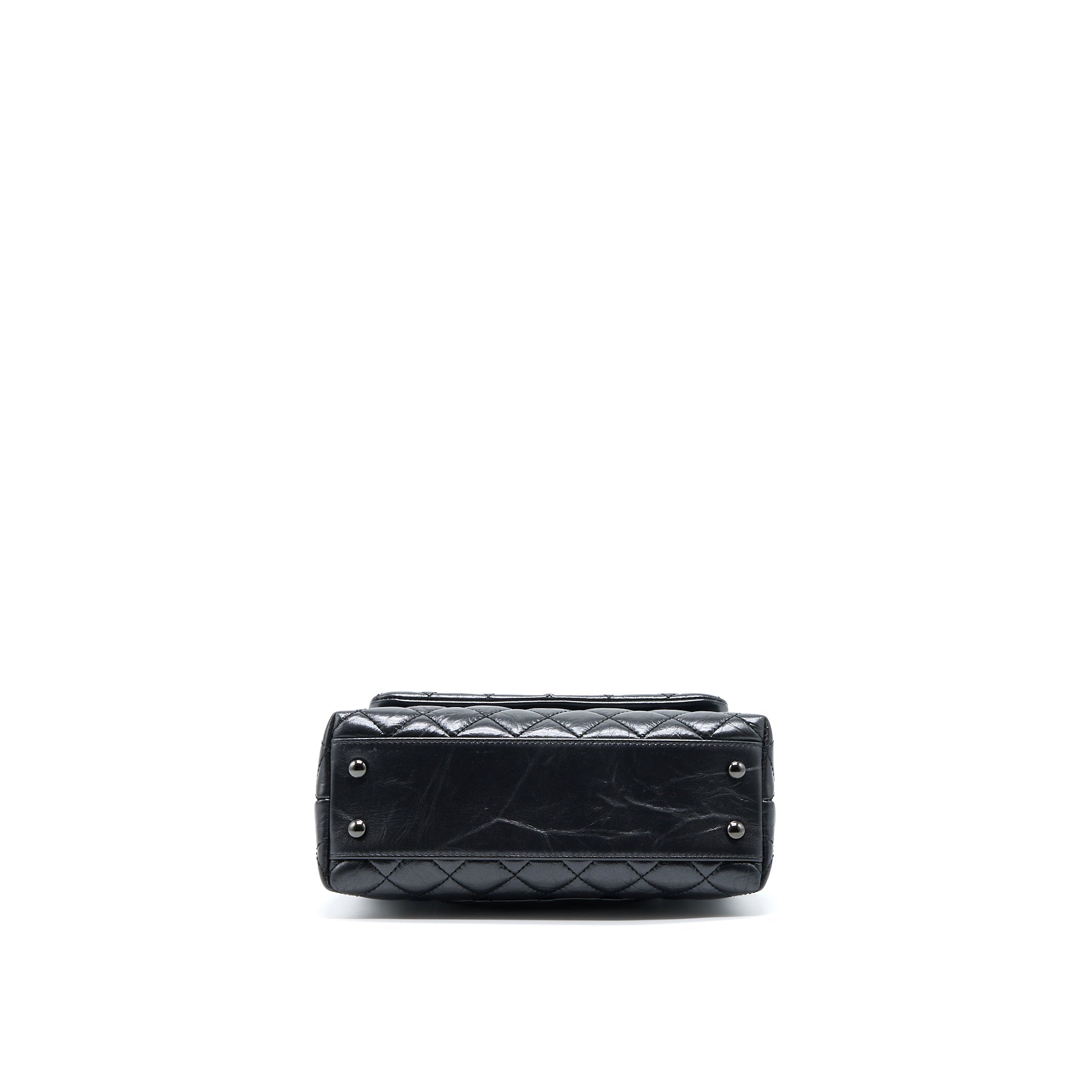 CHANEL SMALL COCO HANDLE AGED CALFSKIN SO BLACK WITH BLACK HARDWARE