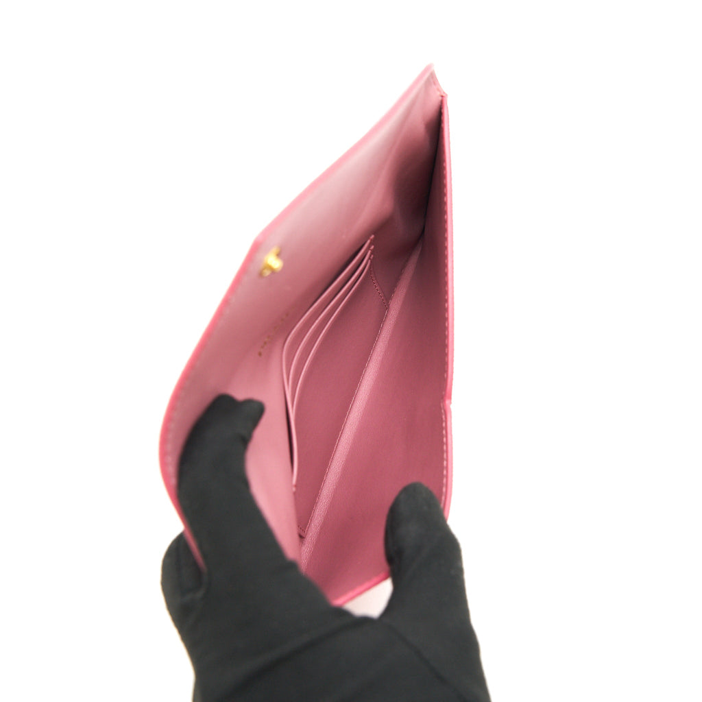 PRADA SAFFIANO ENVELOPE WALLET IN PINK GHW