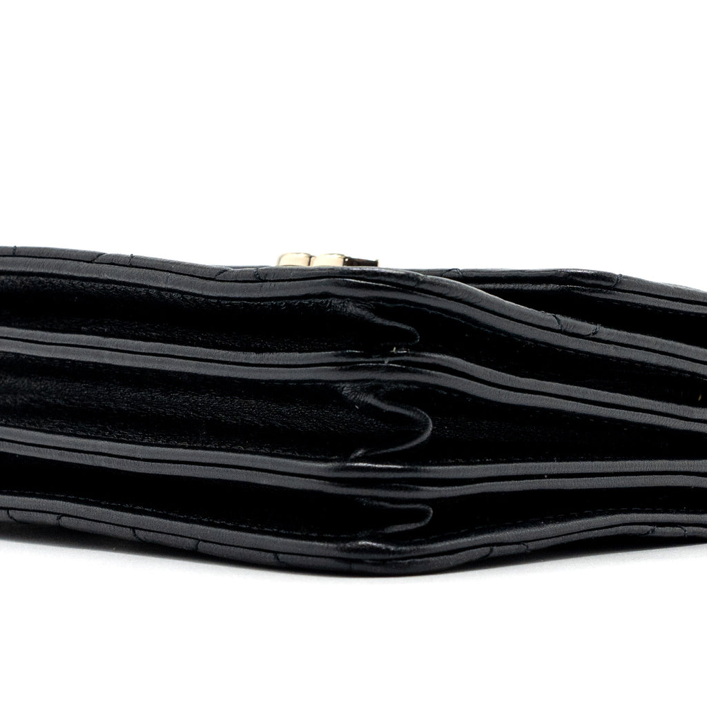 CHANEL TOP HANDLE MINI FLAP BAG WITH CHAIN LAMBSKIN BLACK LGHW (MICROCHIP)