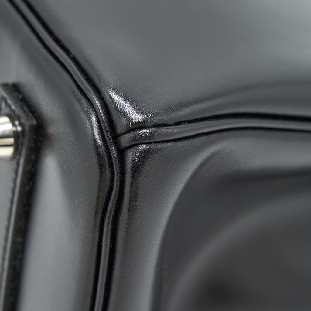 HERMES BIRKIN 35  BOX LEATHER BLACK WITH PALLADIUM GUILLOCHE HARDWARE
