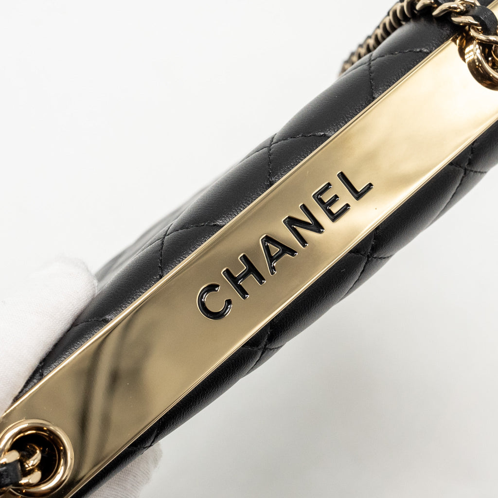 CHANEL TRENDY CC WALLET ON CHAIN LAMBSKIN BLACK LGHW (MICROCHIP)
