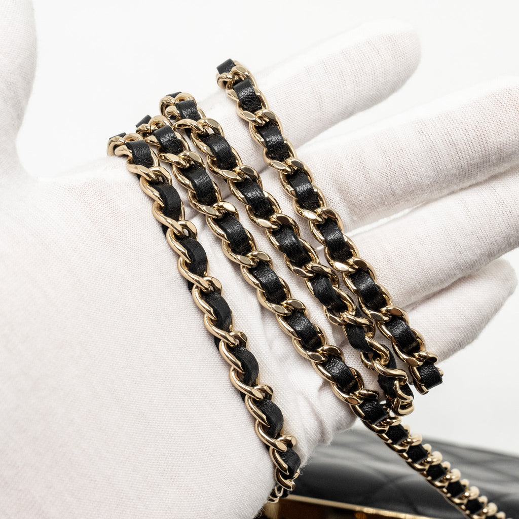 CHANEL TRENDY CC WALLET ON CHAIN LAMBSKIN BLACK LGHW (MICROCHIP)