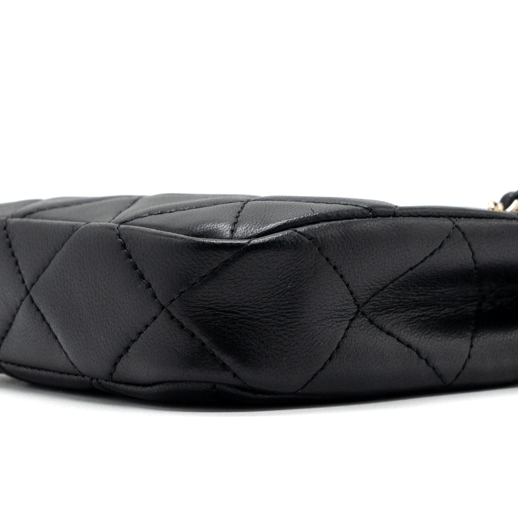 CHANEL QUILTED SUPER MINI TOTE WITH CHAIN LAMBSKIN BLACK LGHW