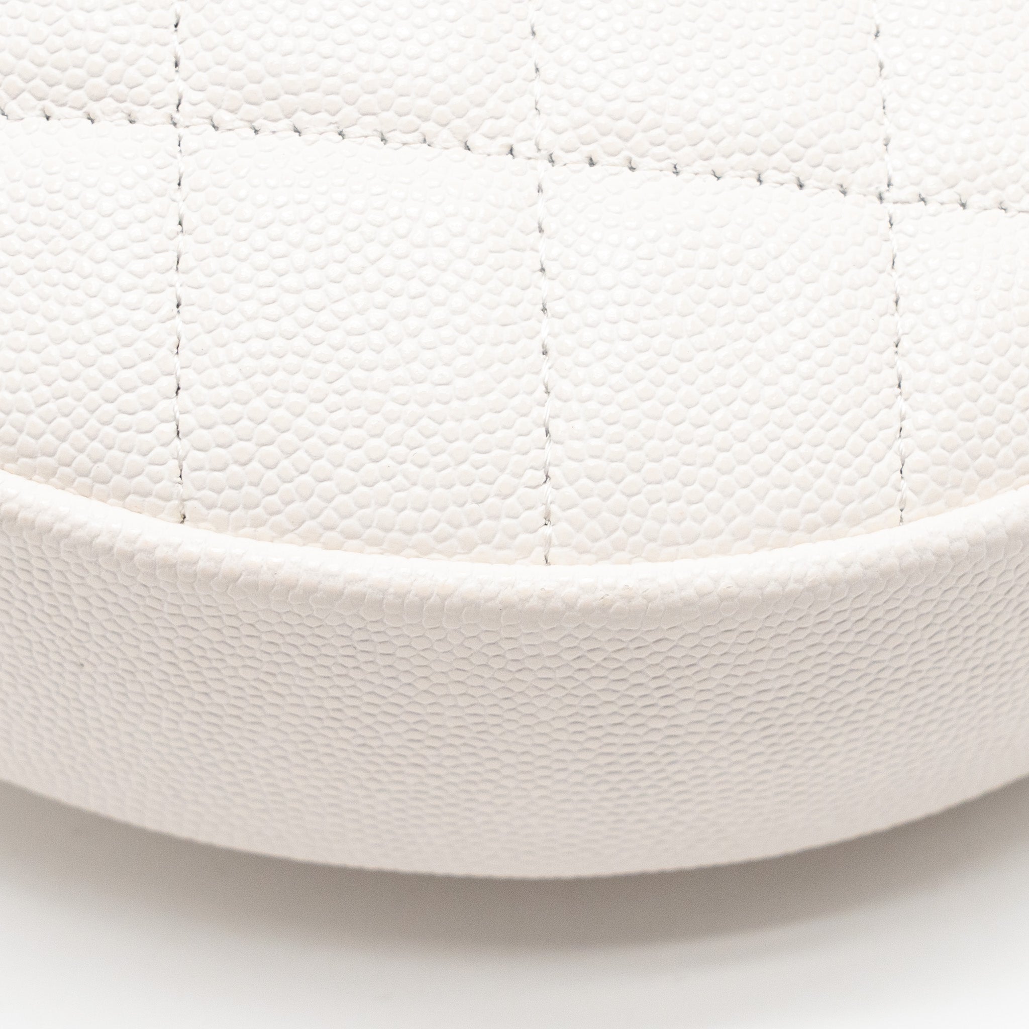 CHANEL 24S MINI ROUND BOW POUCH BAG WITH CHAIN CAVIAR WHITE GHW (MICROCHIP)