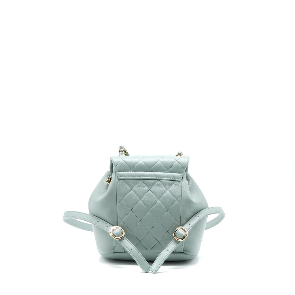 CHANEL 23C DUMA MINI BACKPACK CALFSKIN LIGHT GREY LGHW (MICROCHIP)