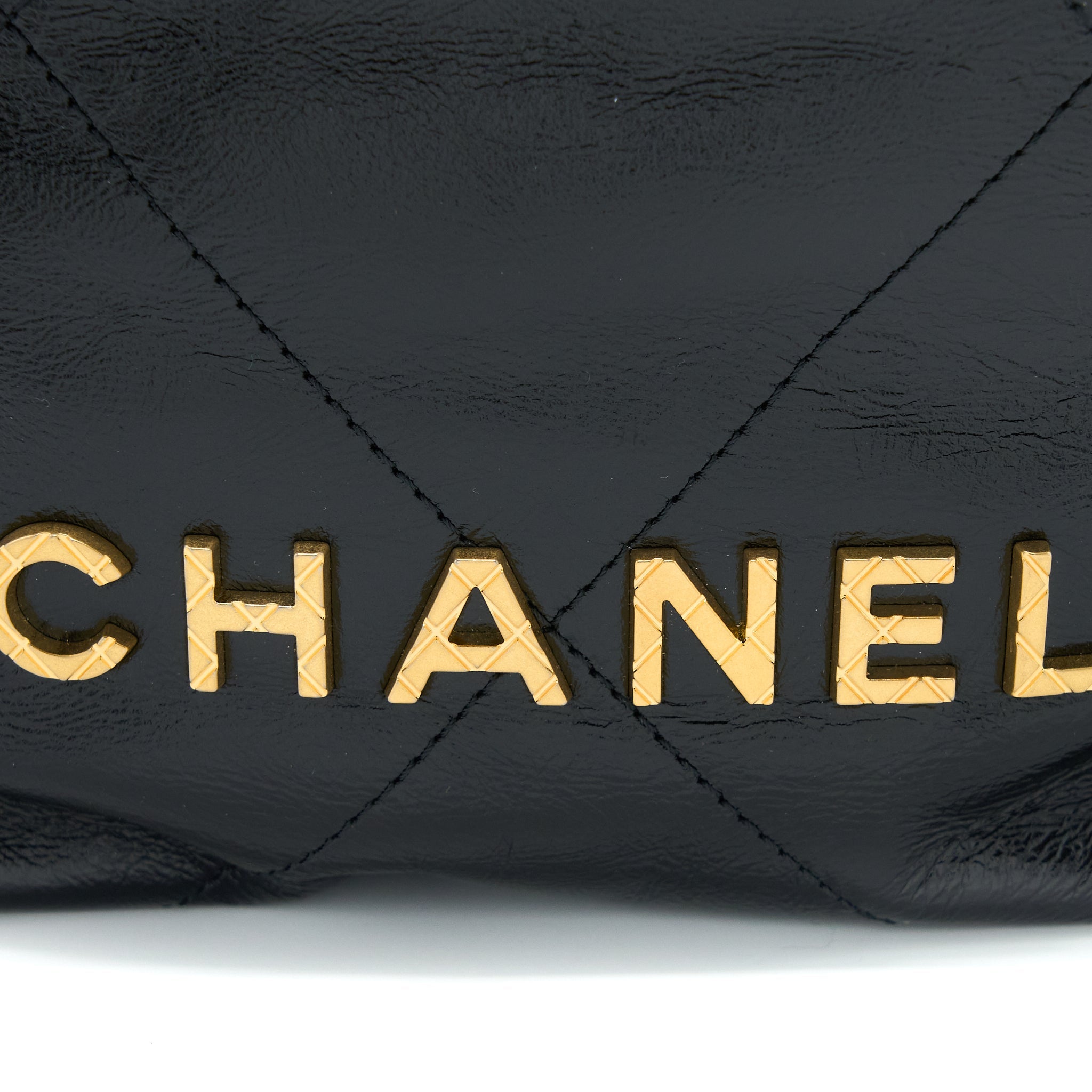 CHANEL 23S MINI 22 BAG WITH PEARL SHINY CALFSKIN BLACK GHW (MICROCHIP)