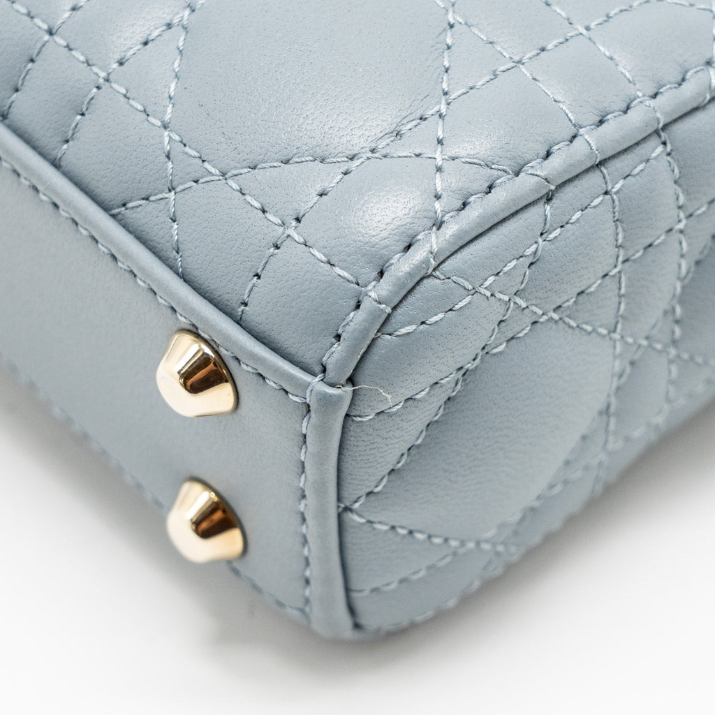 DIOR MICRO LADY DIOR LAMBSKIN GREY LGHW