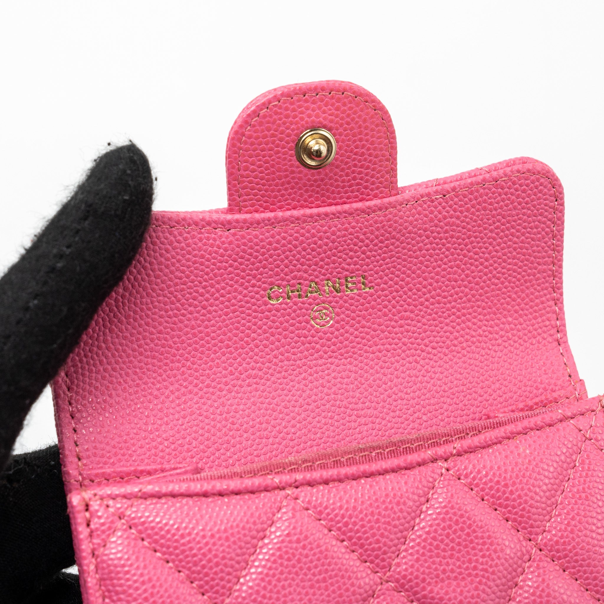 CHANEL QUILTED SMALL FLAP WALLET CAVIAR PINK LGHW