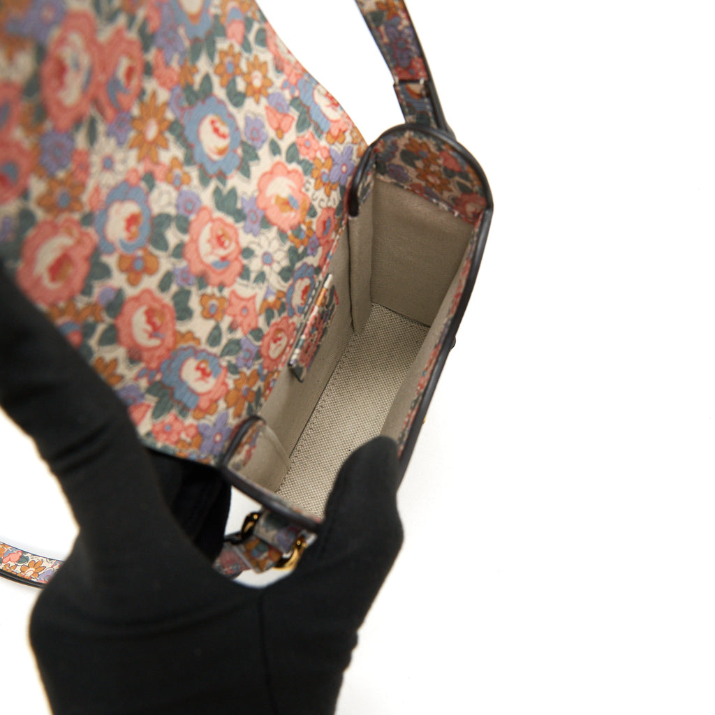 GUCCI LIBERTY FLORAL MINI BAG IN LIGHT PINK AND BLUE