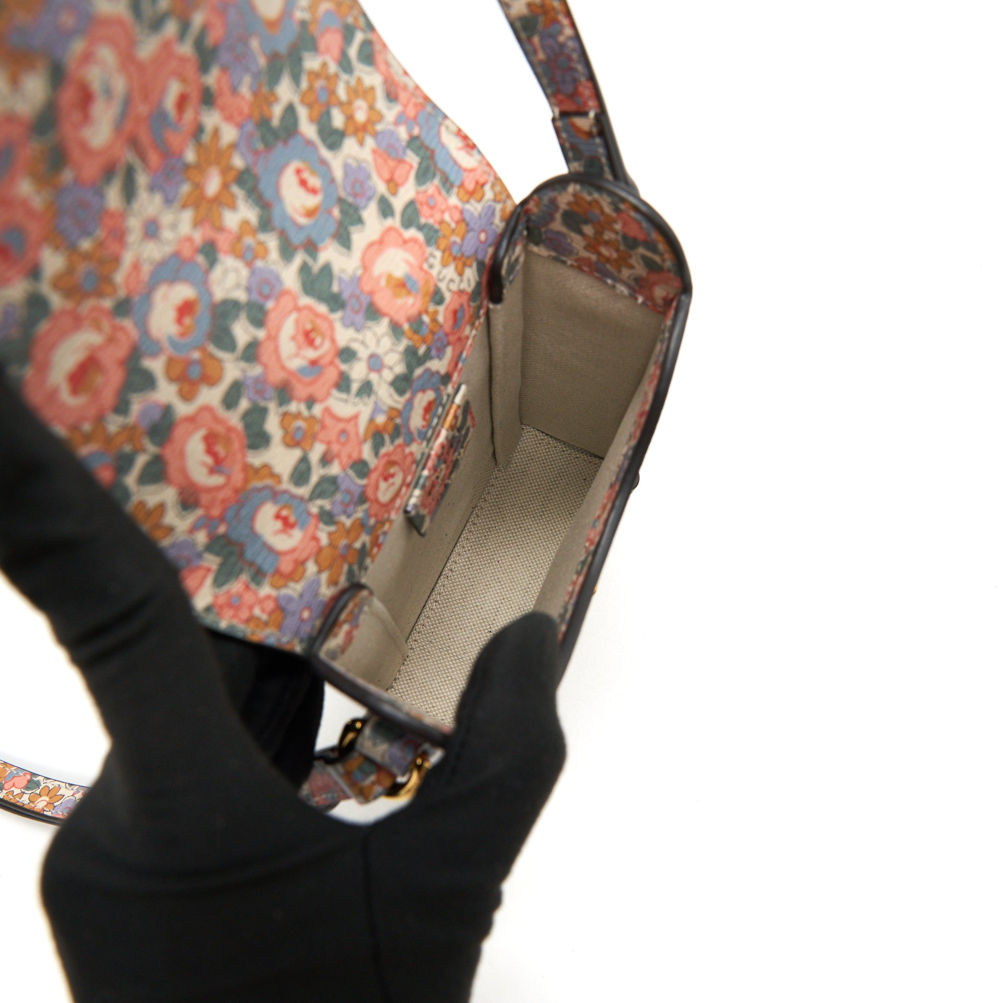 GUCCI LIBERTY FLORAL MINI BAG IN LIGHT PINK AND BLUE