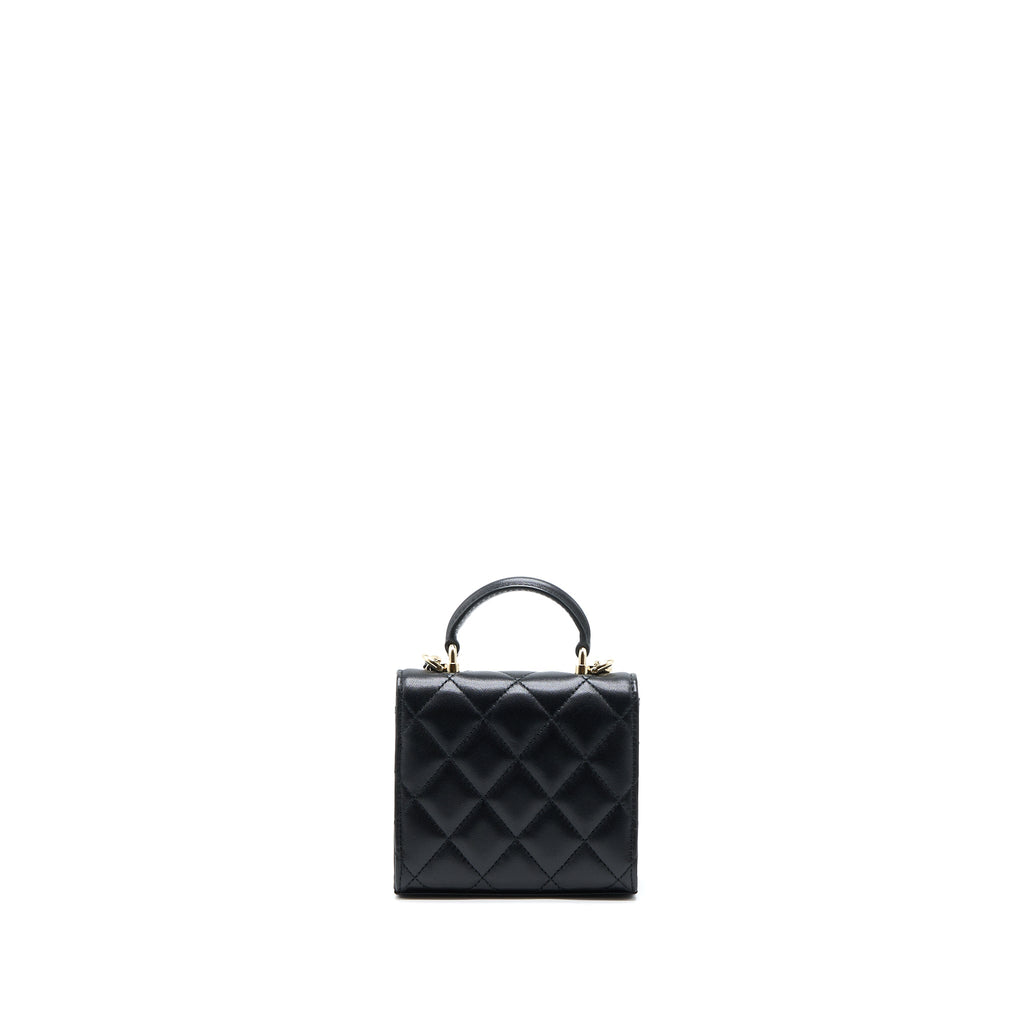 CHANEL TOP HANDLE MINI FLAP BAG LAMBSKIN BLACK LGHW