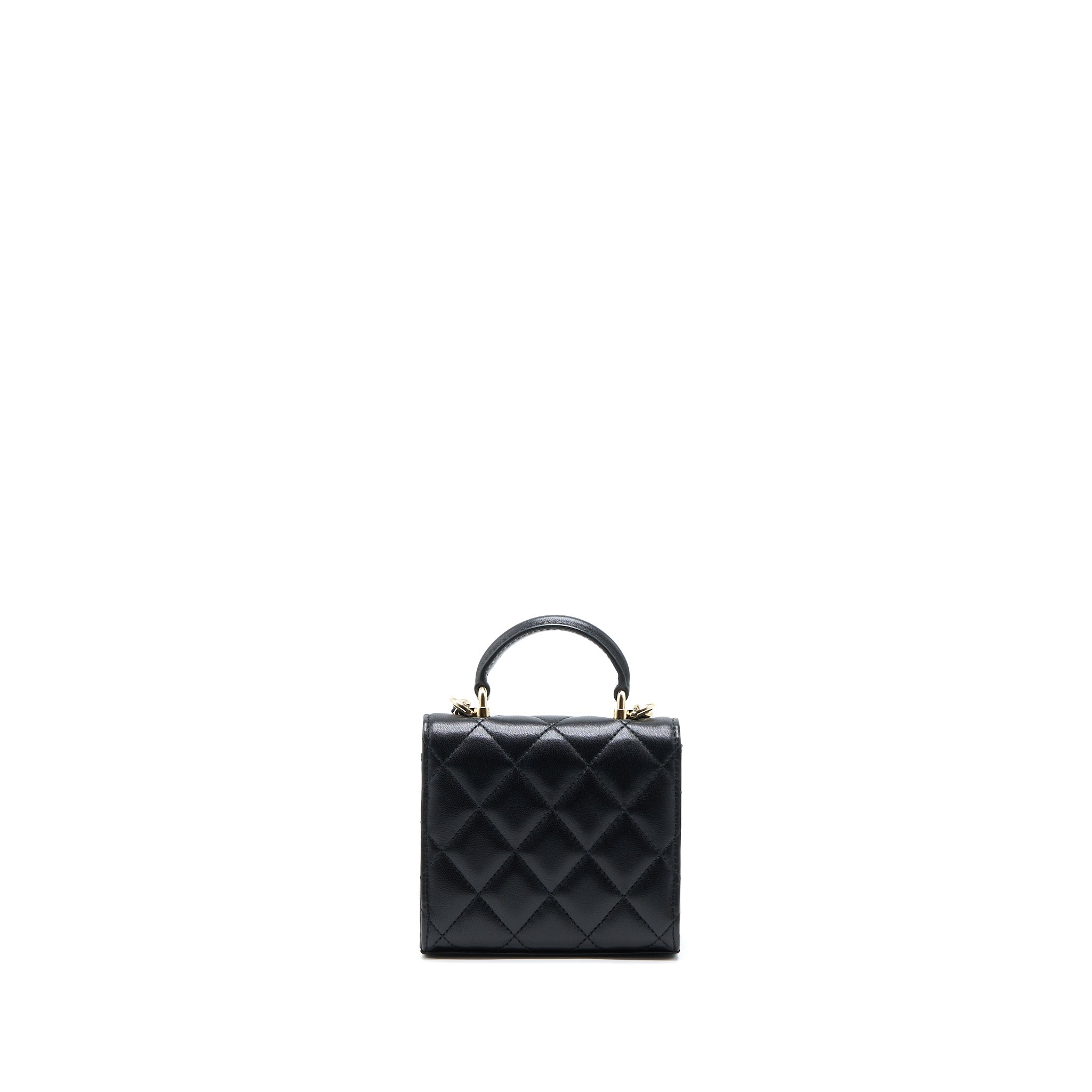 CHANEL TOP HANDLE MINI FLAP BAG LAMBSKIN BLACK LGHW