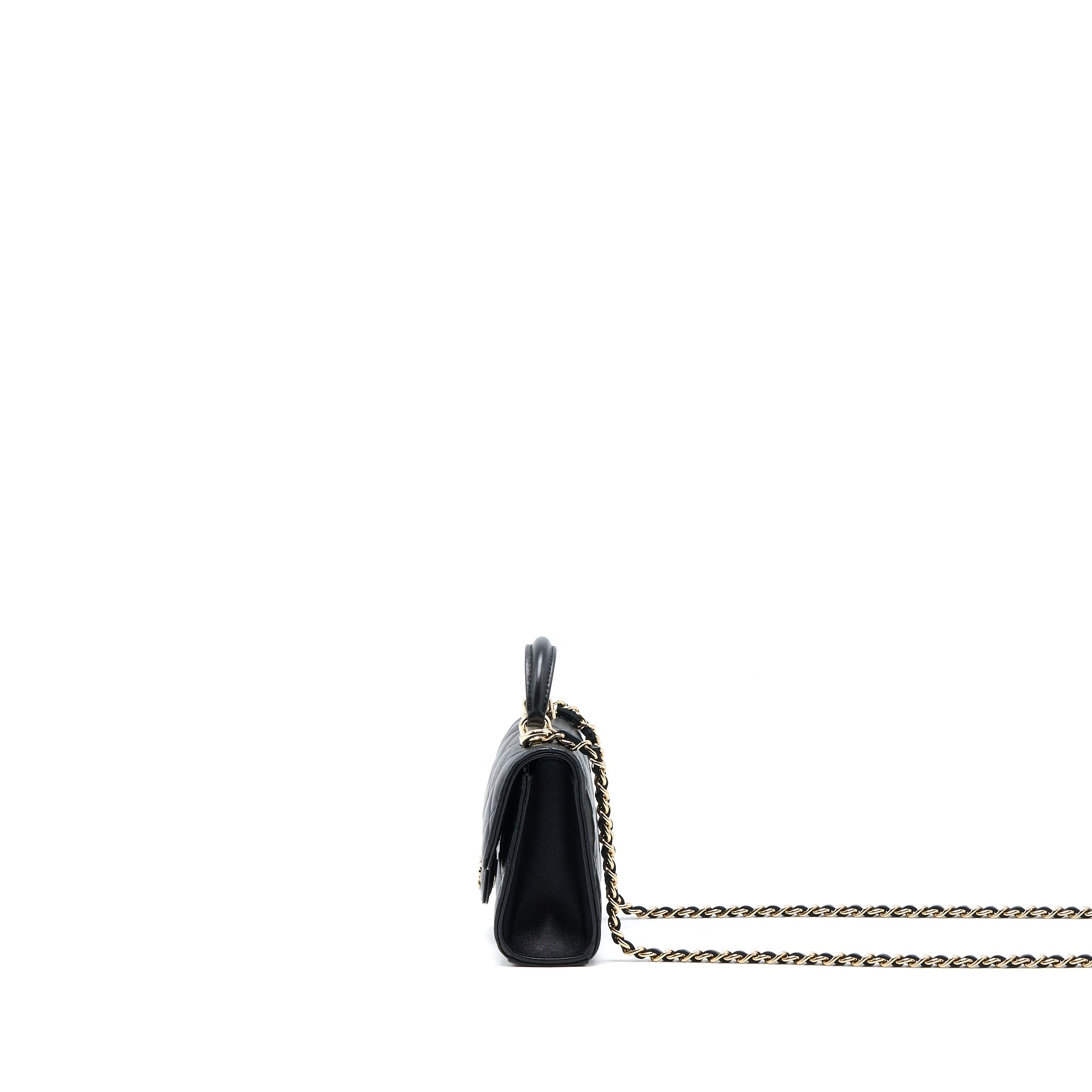 CHANEL TOP HANDLE MINI FLAP BAG LAMBSKIN BLACK LGHW
