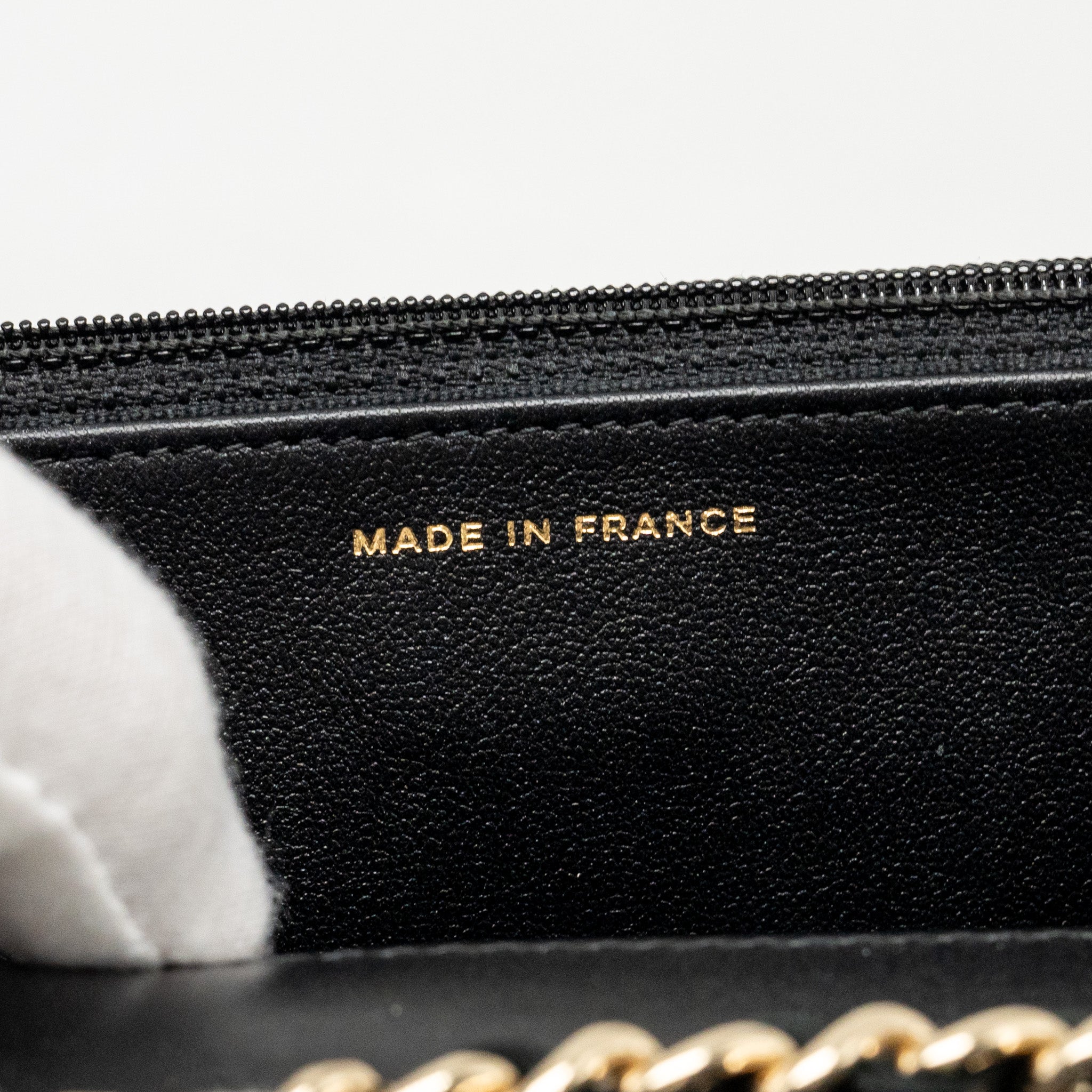 CHANEL TRENDY CC WALLET ON CHAIN LAMBSKIN BLACK LGHW (MICROCHIP)