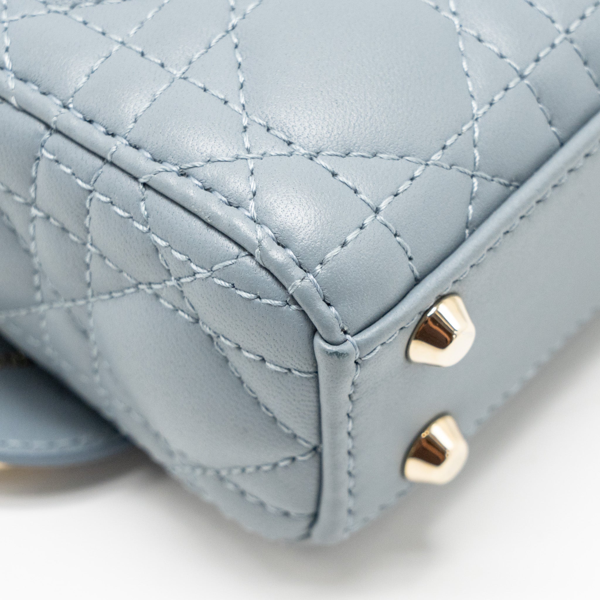 DIOR MICRO LADY DIOR LAMBSKIN GREY LGHW