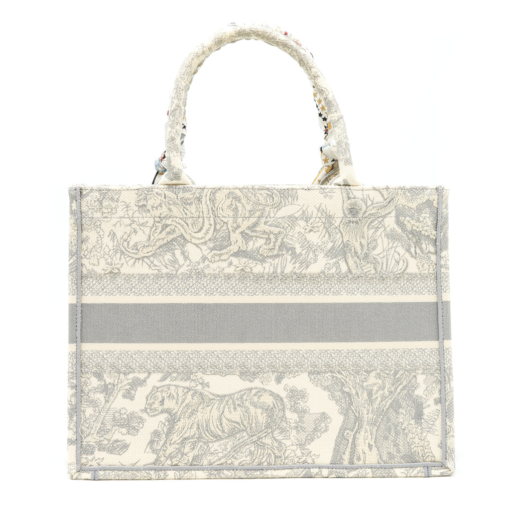 DIOR SMALL DIOR BOOK TOTE GRAY TOILE DE JOUY EMBROIDERY AN EXTRA DIOR TWILLY