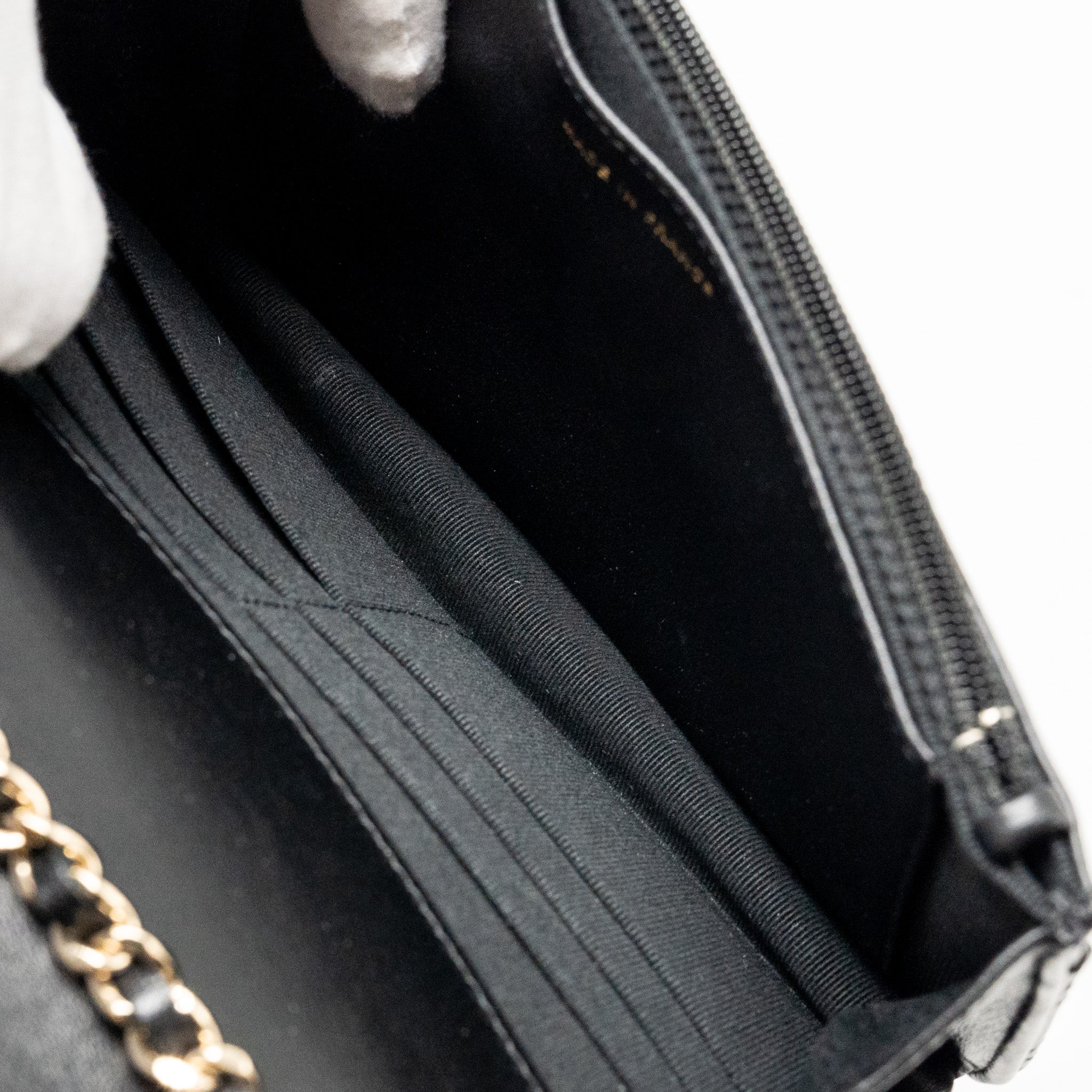 CHANEL TRENDY CC WALLET ON CHAIN LAMBSKIN BLACK LGHW (MICROCHIP)