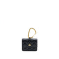 CHANEL JEWEL HOOK CARDHOLDER LAMBSKIN BLACK GHW