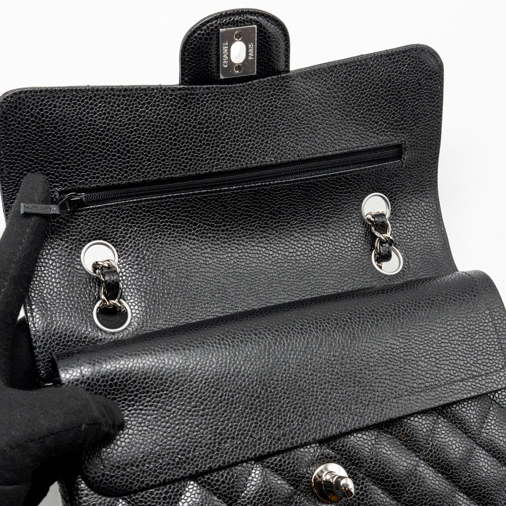 CHANEL SMALL CLASSIC DOUBLE FLAP BAG CAVIAR BLACK SHW
