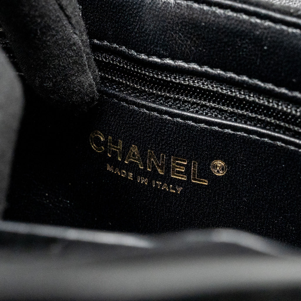 CHANEL MINI KELLY SHOPPING TOTE BAG VELVET BLACK GHW (MICROCHIP)