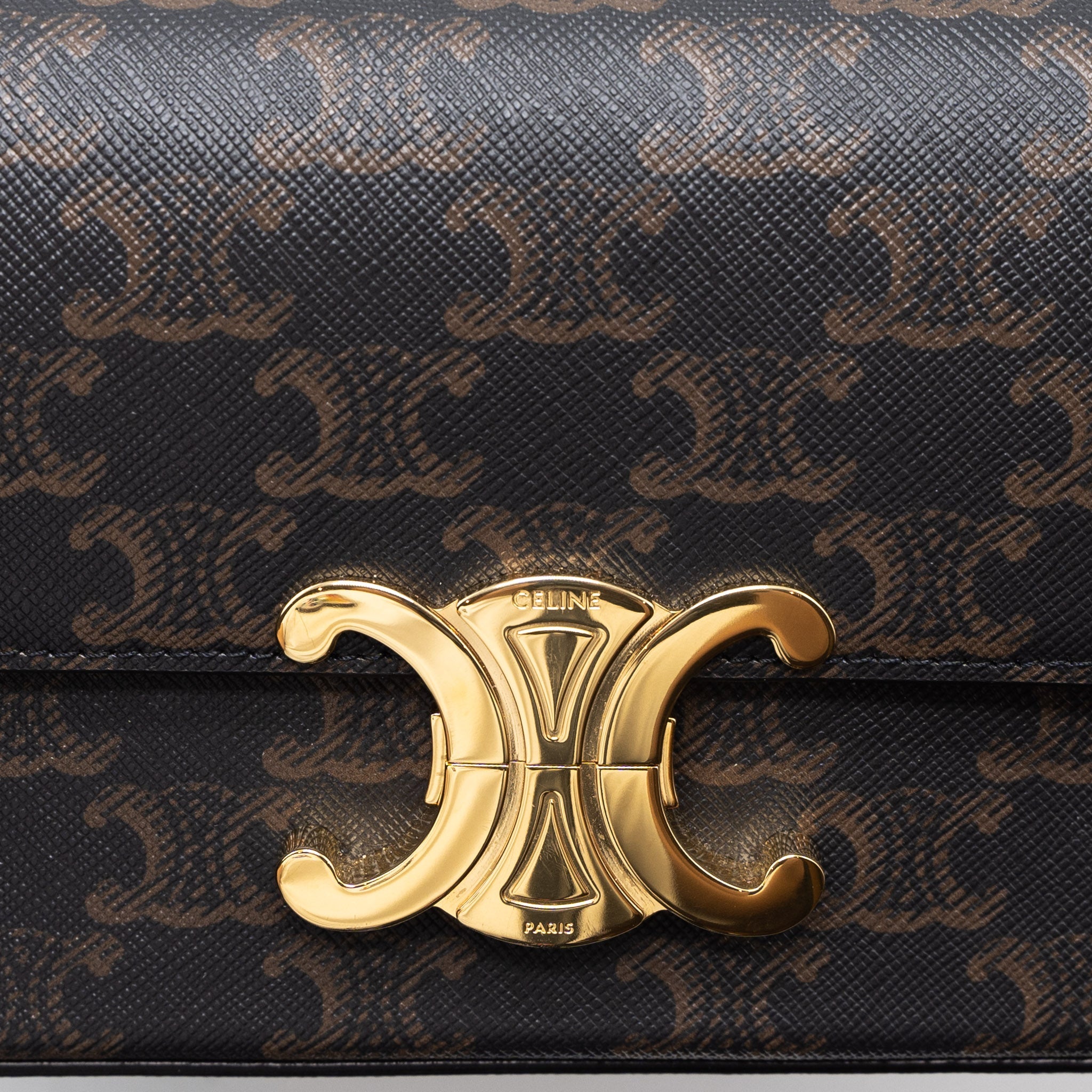 CELINE TRIOMPHE SHOULDER BAG CALFSKIN/TRIOMPHE CANVAS BROWN/MULTICOLOUR GHW