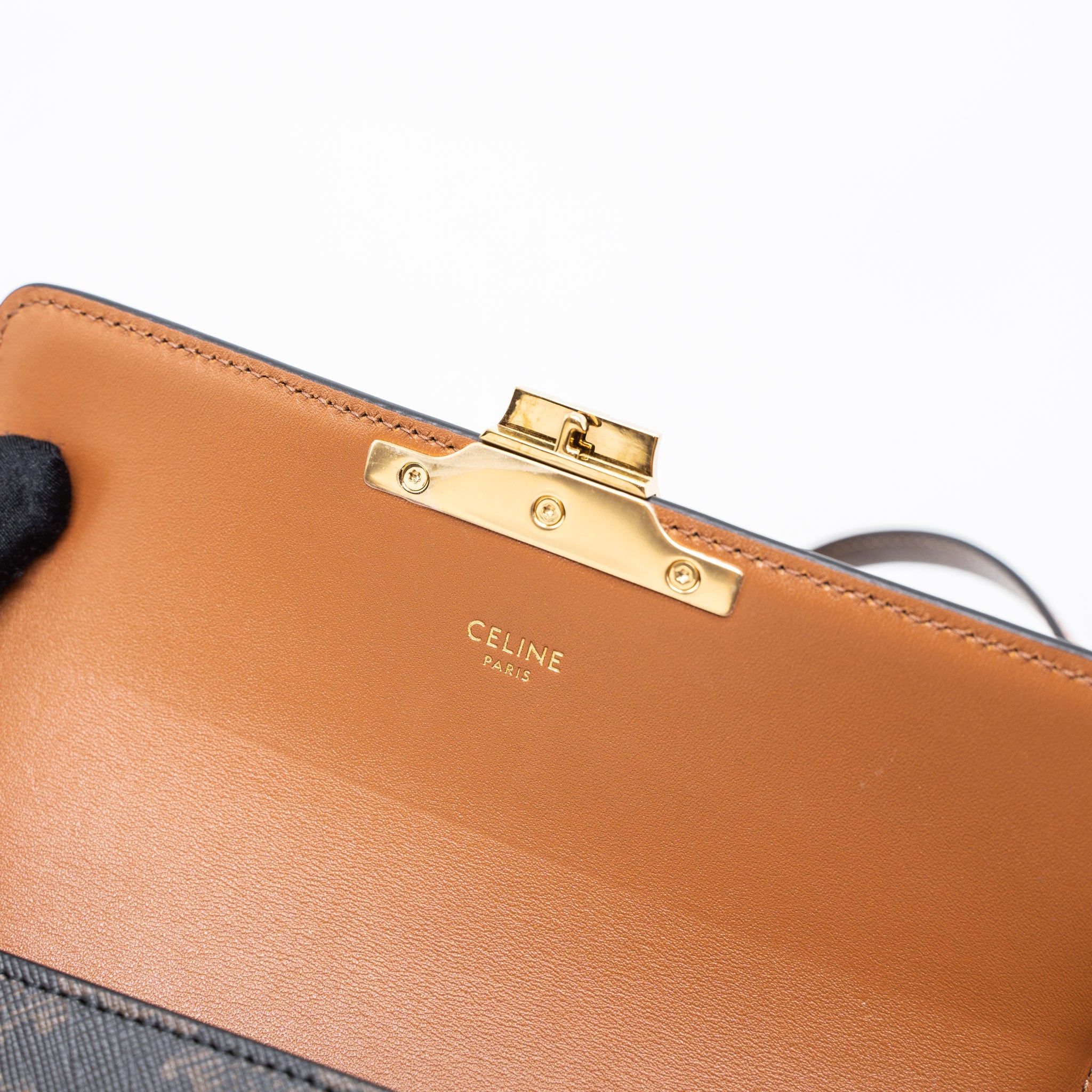 CELINE TRIOMPHE SHOULDER BAG CALFSKIN/TRIOMPHE CANVAS BROWN/MULTICOLOUR GHW