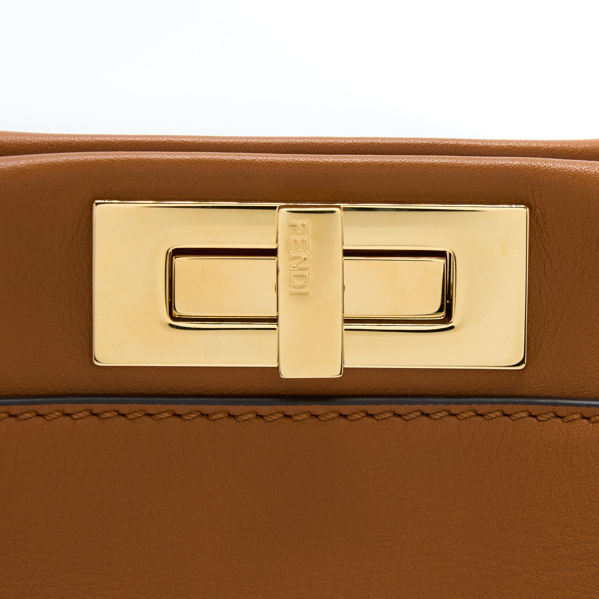 FENDI MEDIUM PEEKABOO BAG CALFSKIN CARAMEL GHW