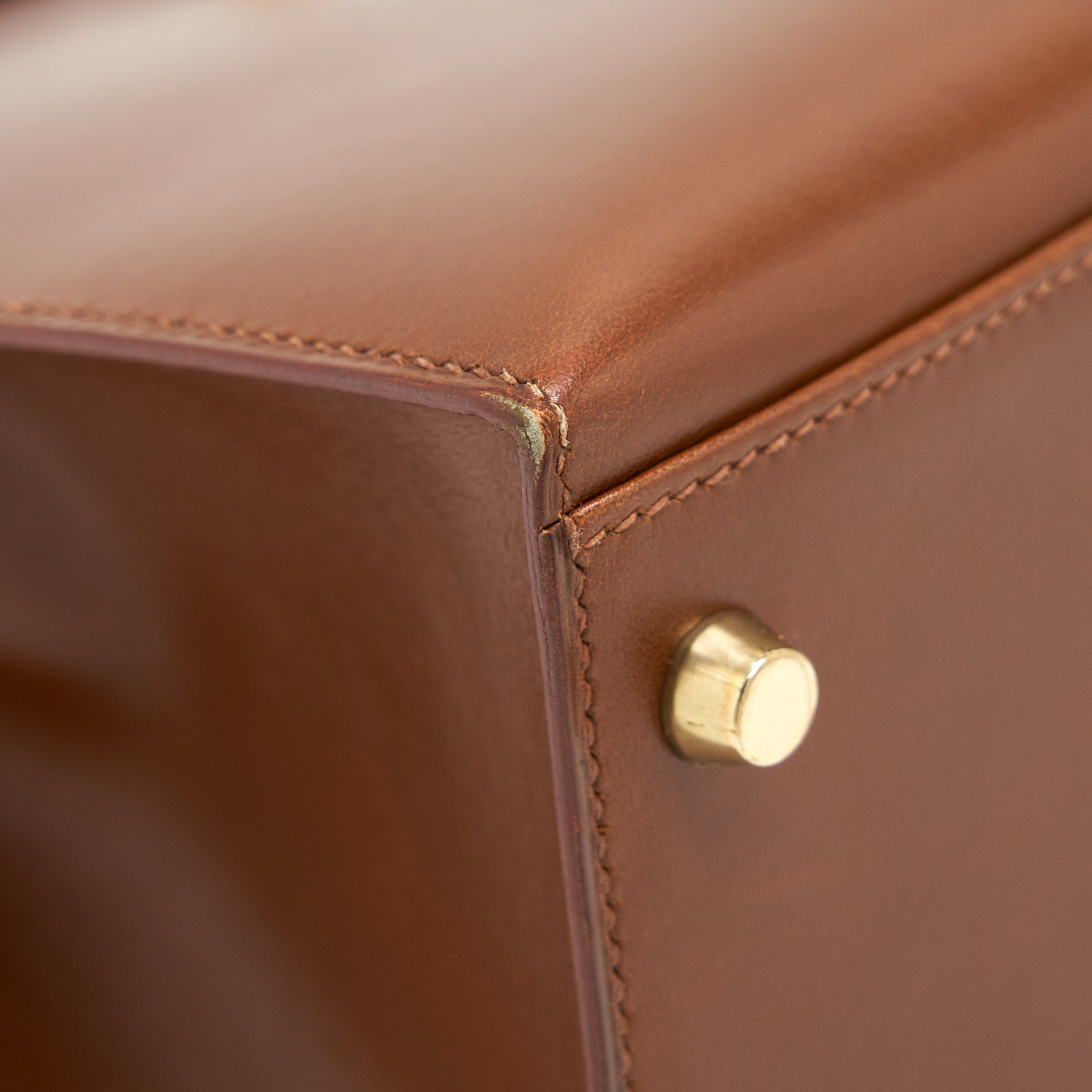 HERMES VINTAGE KELLY 32 BROWN GHW BOX LEATHER