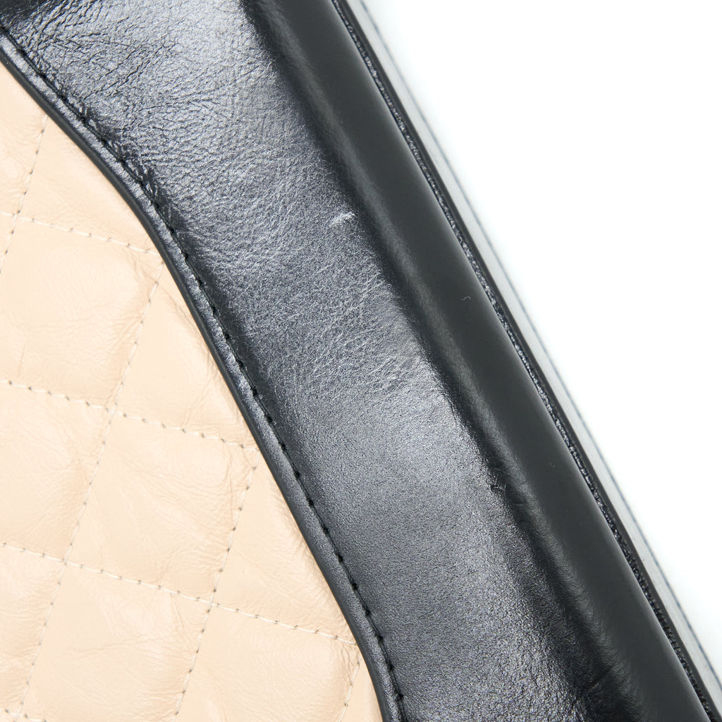CHANEL GABRIELLE DOUBLE ZIP WALLET ON CHAIN AGED CALFSKIN BLACK/BEIGE MULTICOLOURED HARDWARE