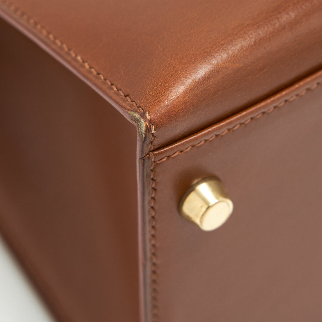 HERMES VINTAGE KELLY 32 BROWN GHW BOX LEATHER