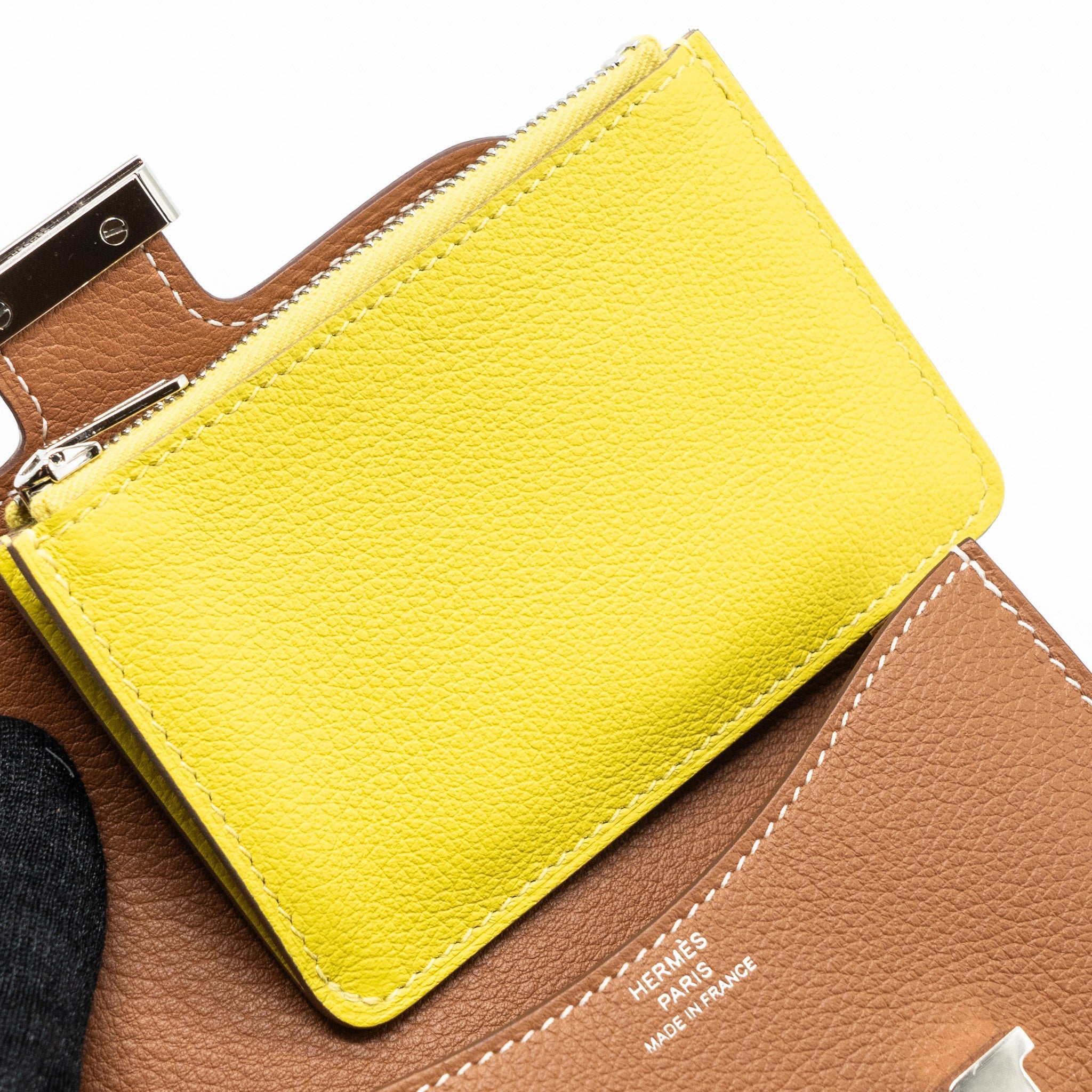 HERMES CONSTANCE SLIM EVERCOLOR GOLD/LIME SHW